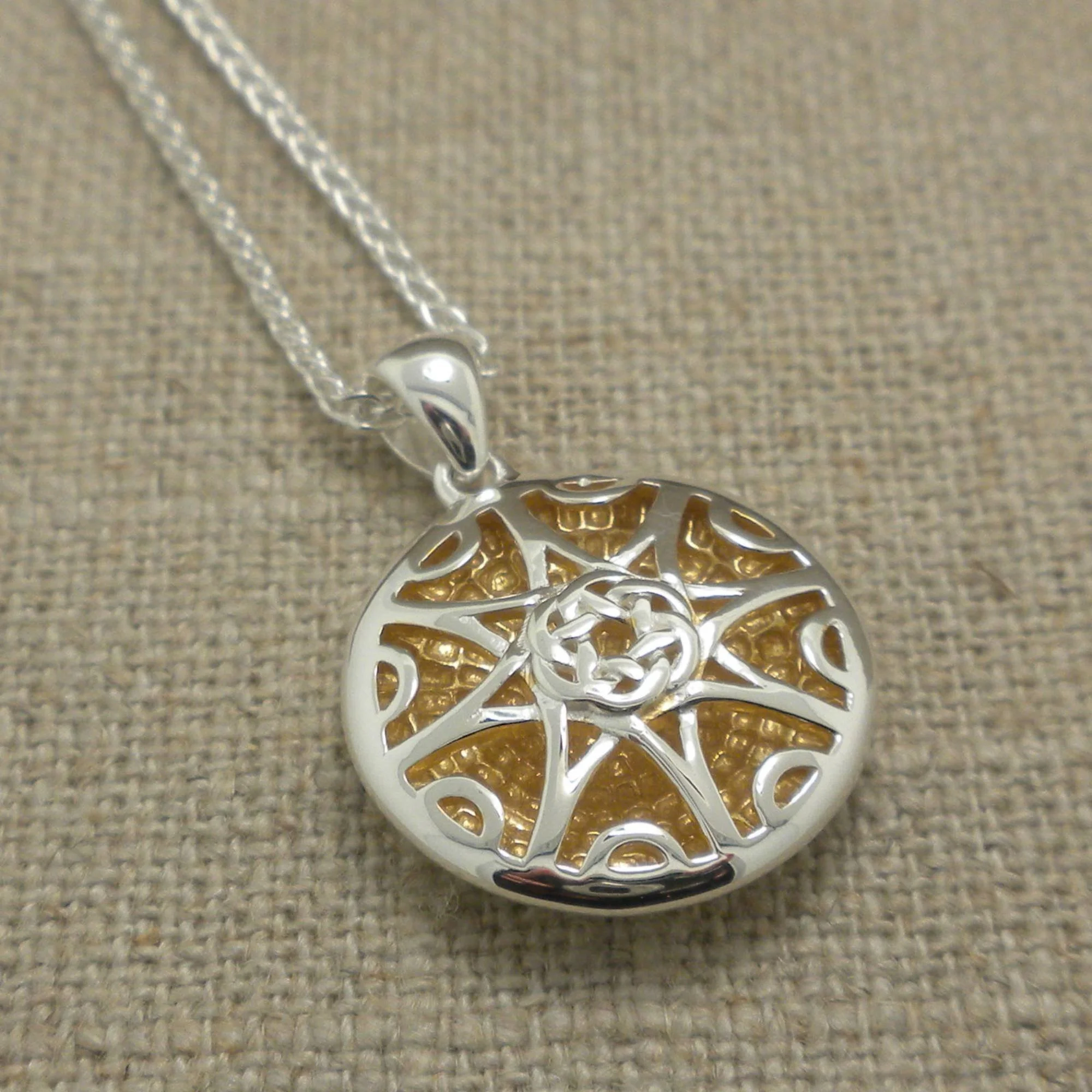 Sterling Silver Celtic Celestial Pendant with 14K Gilding