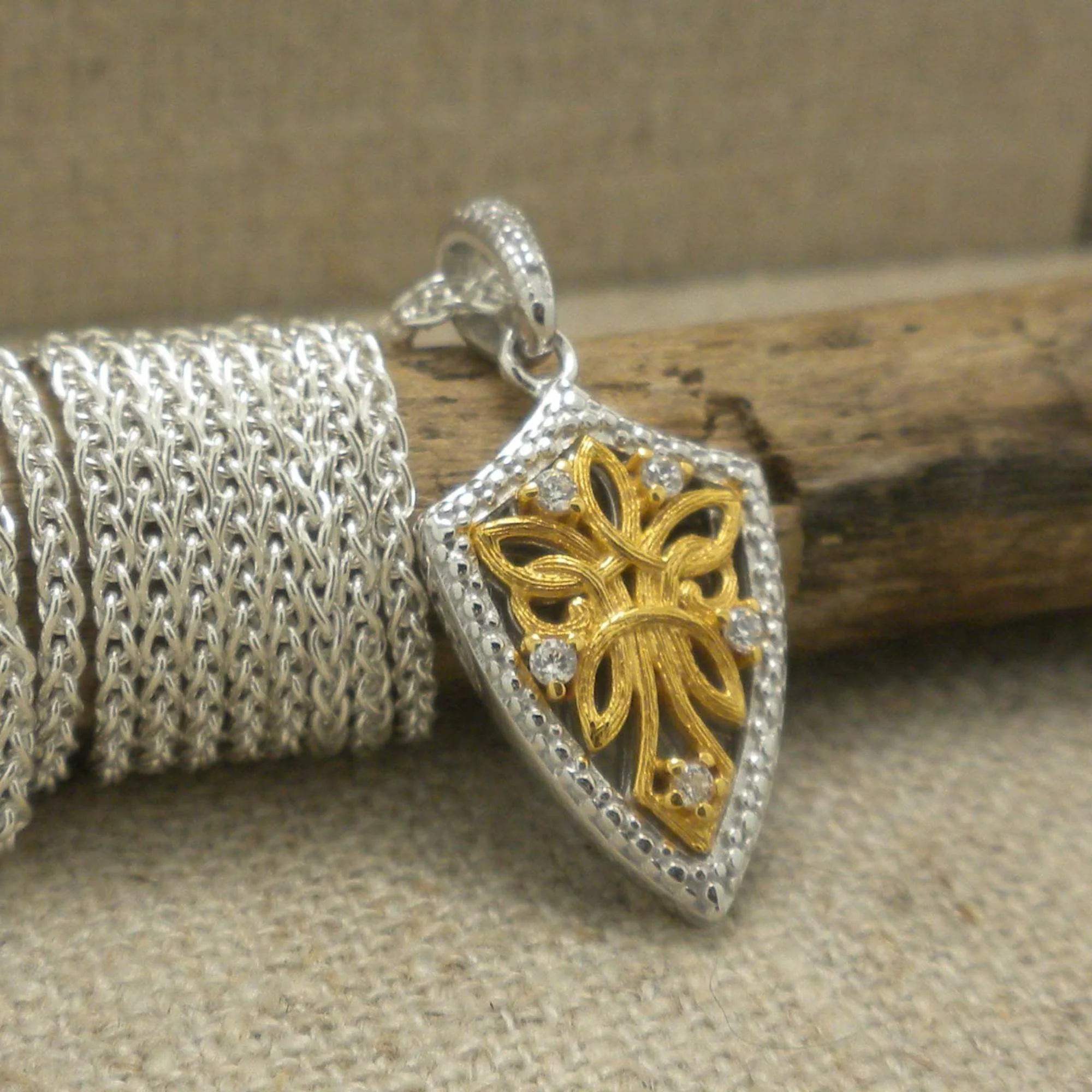 Guardian Angel Pendant with CZs