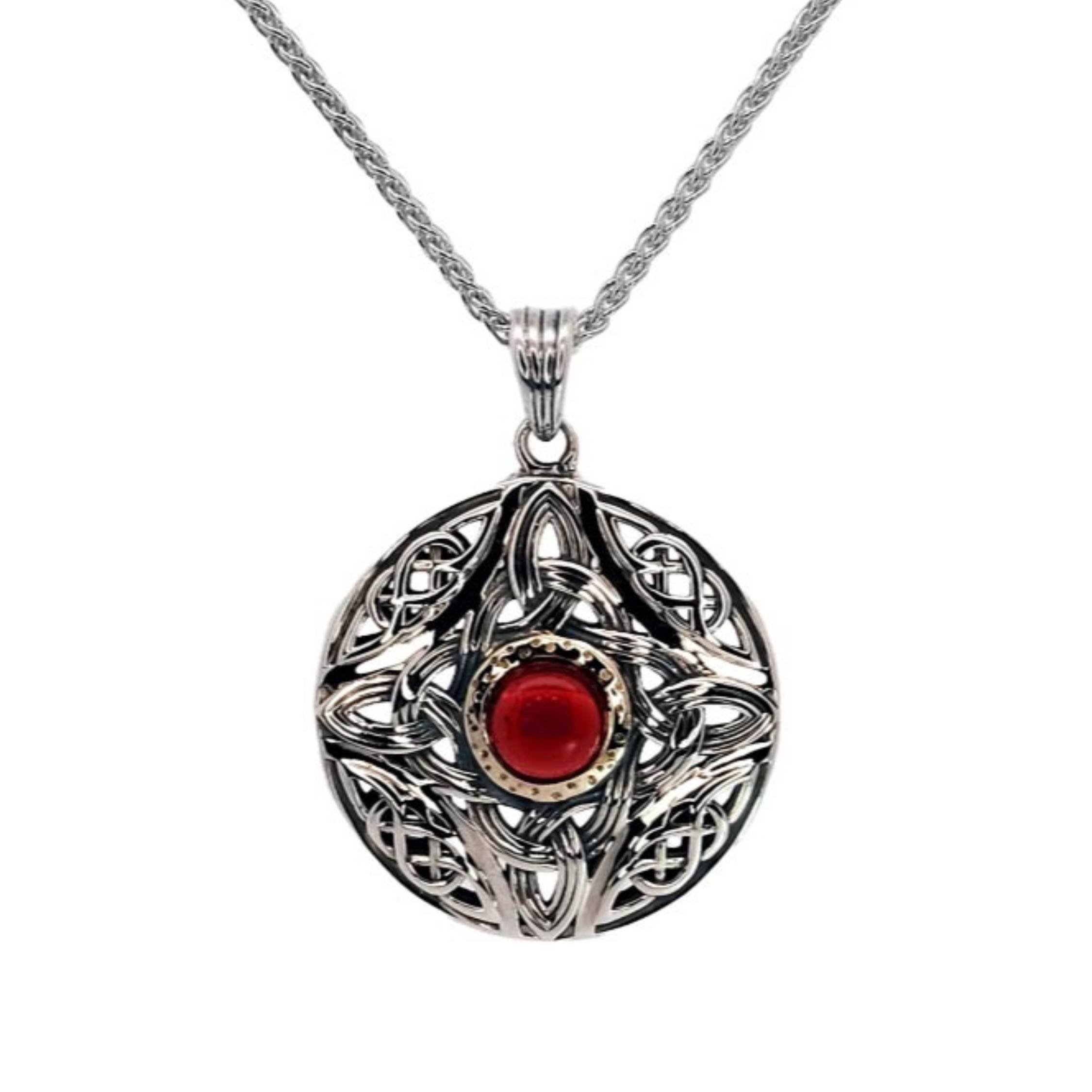 Sterling Silver and 10K Aphrodite Pendant with Garnet