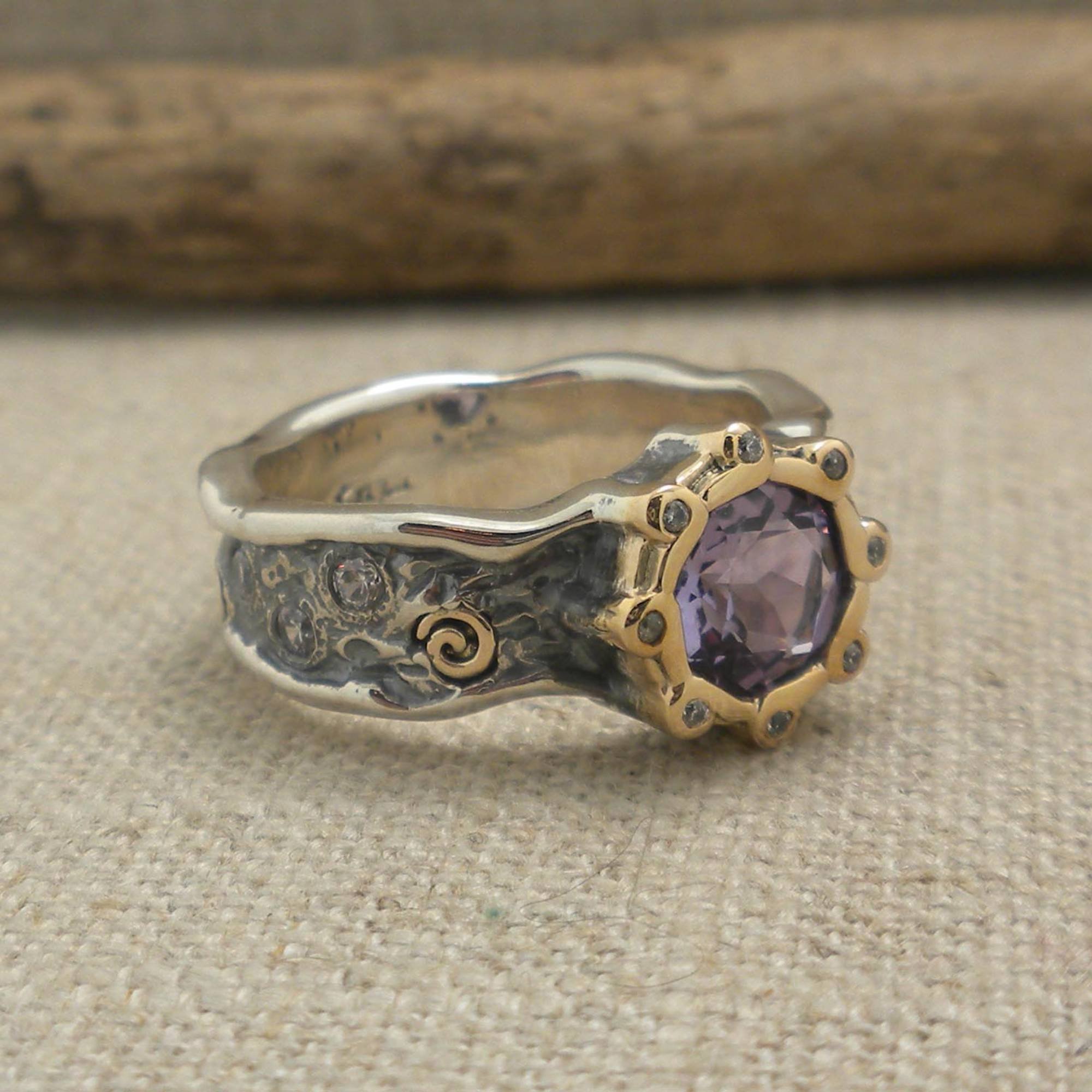 Amethyst Ring with CZs by Keith Jack 