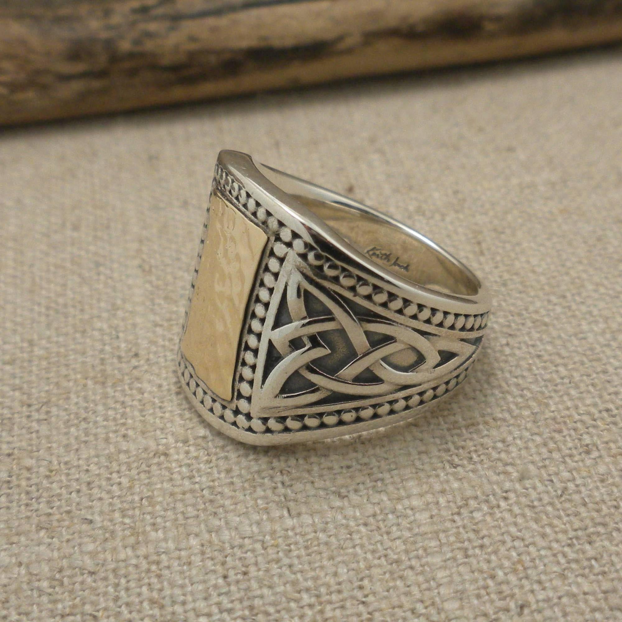Keith Jack Signet ring with 10K Hammered Center