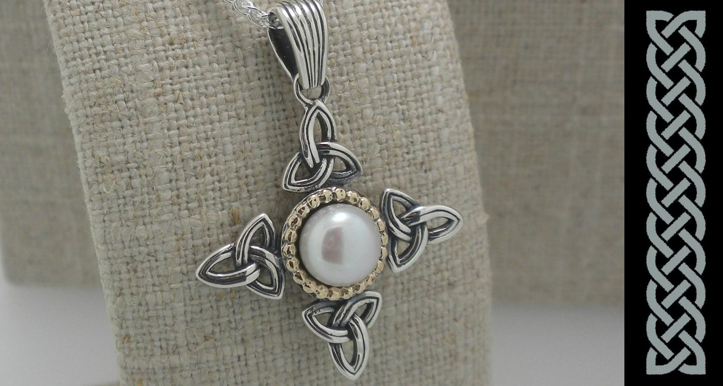 Sterling Silver and 10K Fresh Water Pearl Aphrodite Cross