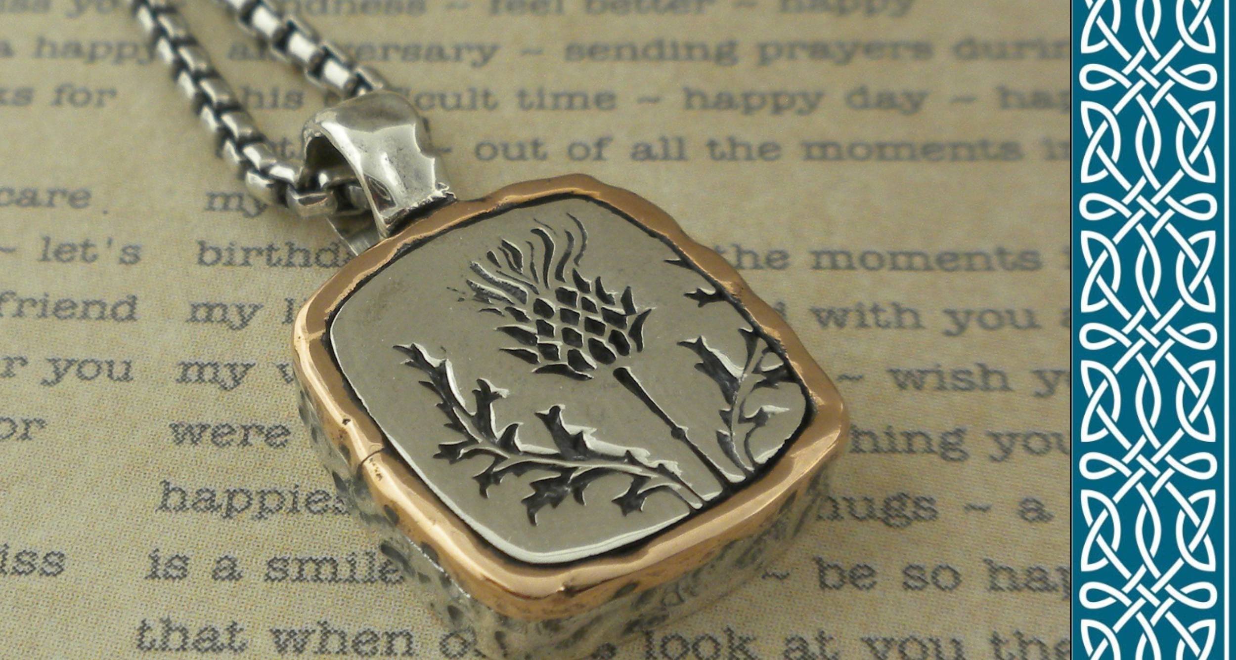 Bronze and Sterling Silver Thistle Pendant