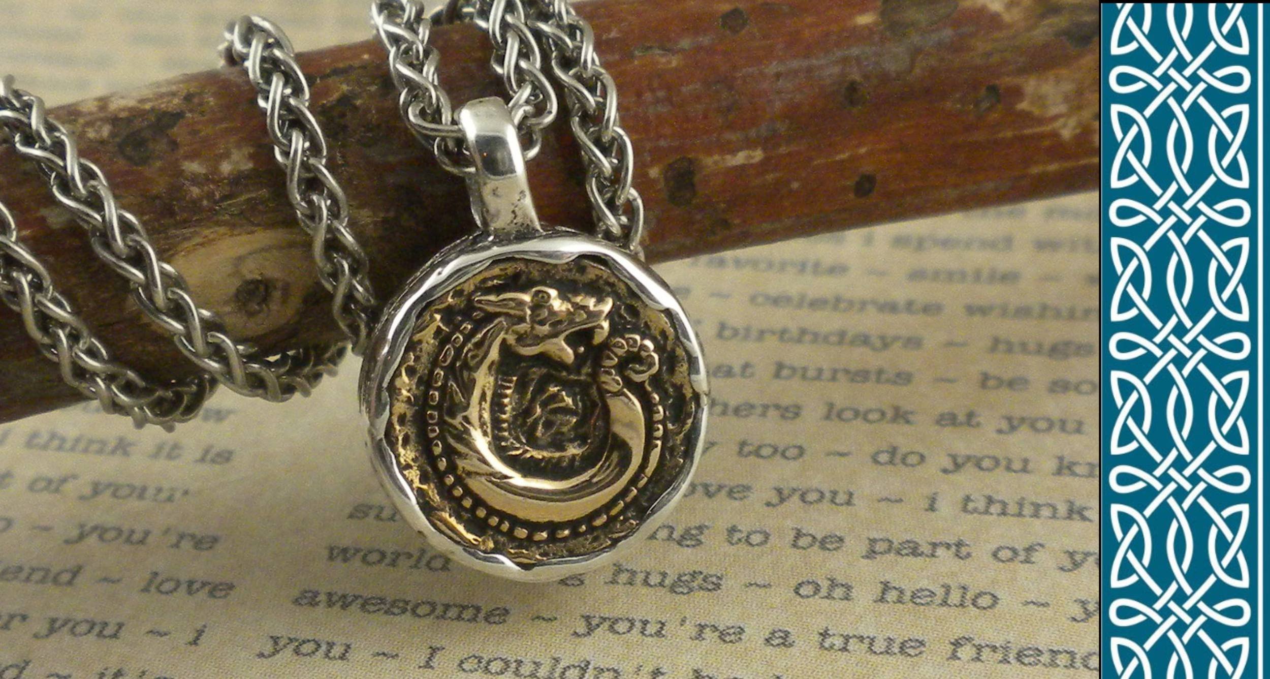 PETITE Bronze and Sterling Silver Dragon Spirit Pendant