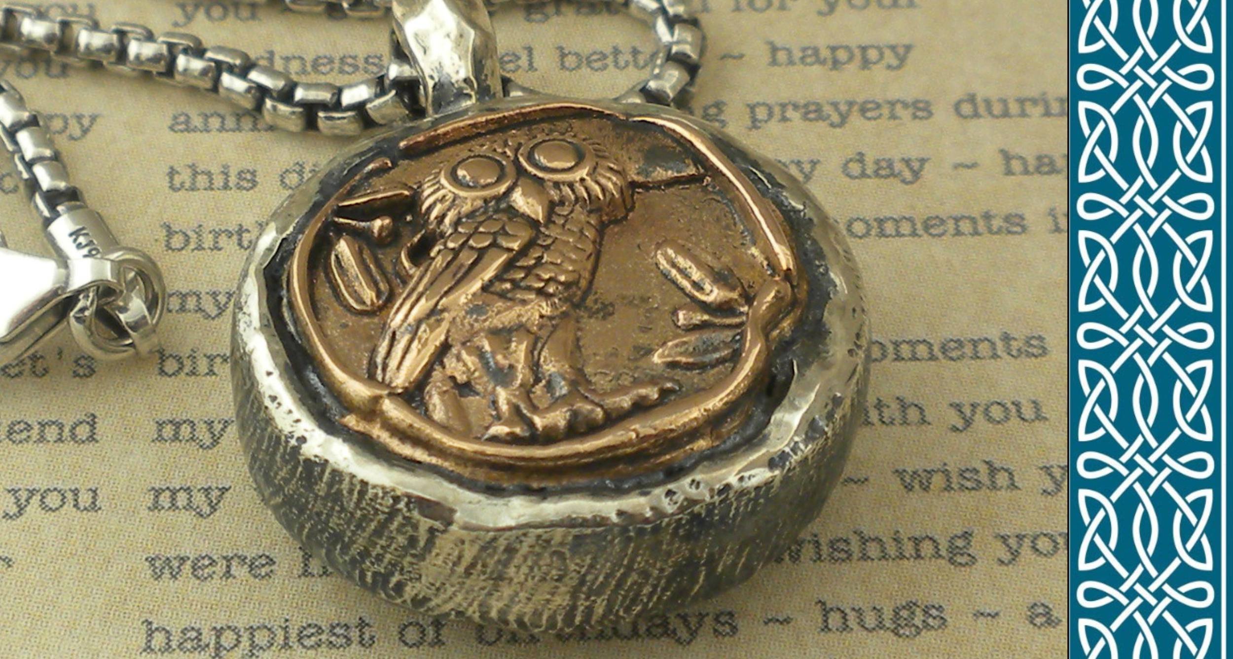 Bronze and Sterling Silver Wisdom of the Warrior Pendant