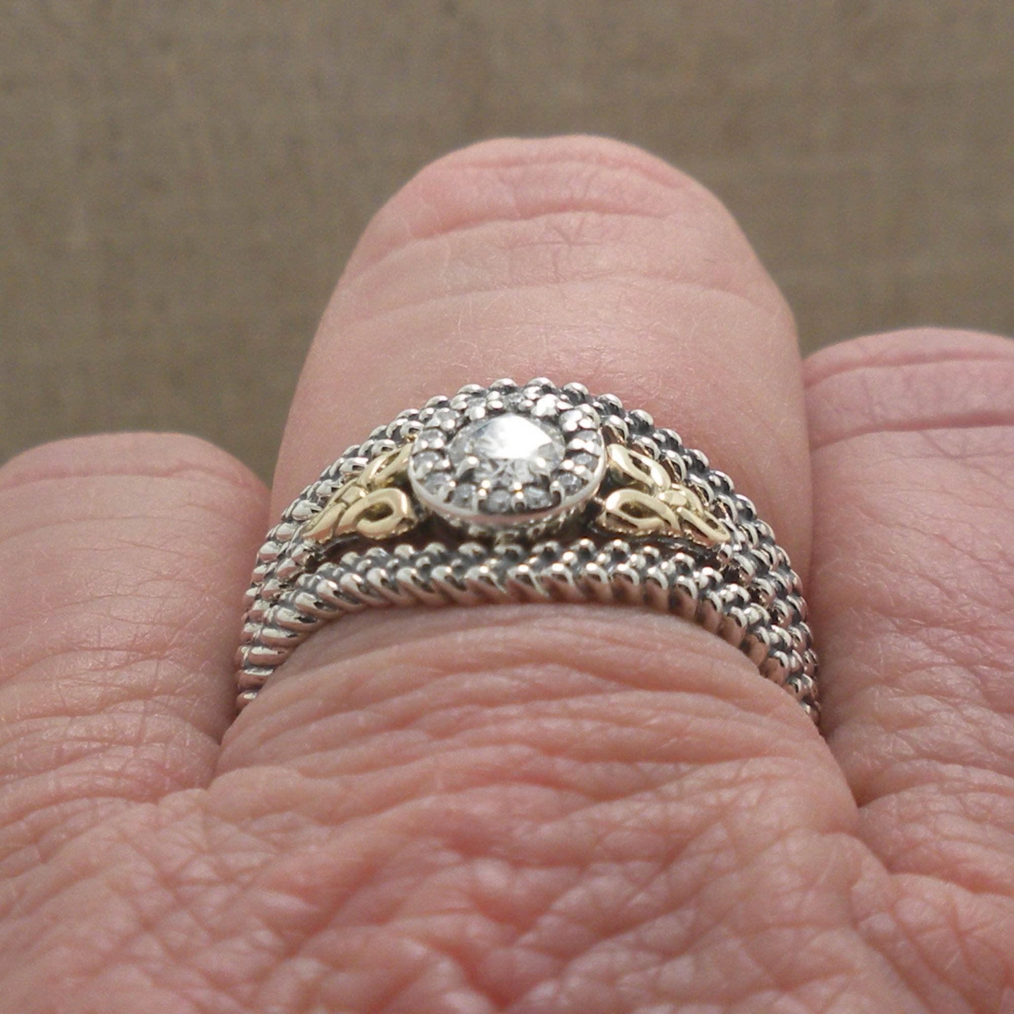 Center Moissanite Ring with Trinity Knots