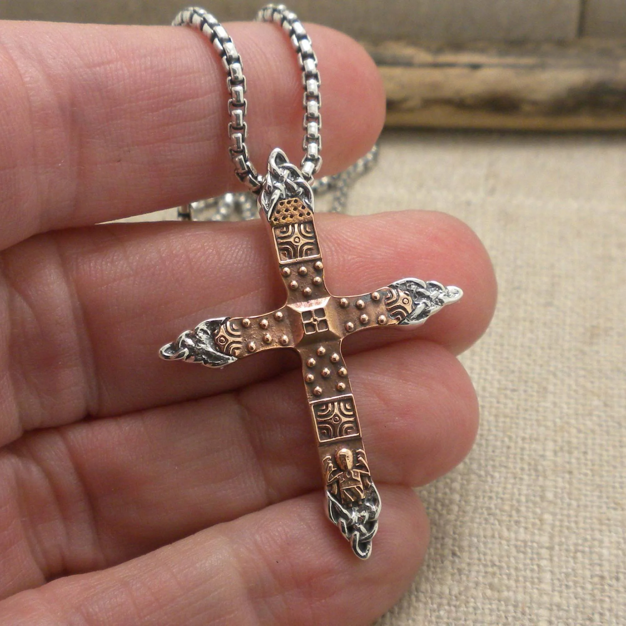Sterling Silver &amp; Bronze Celtic Cross