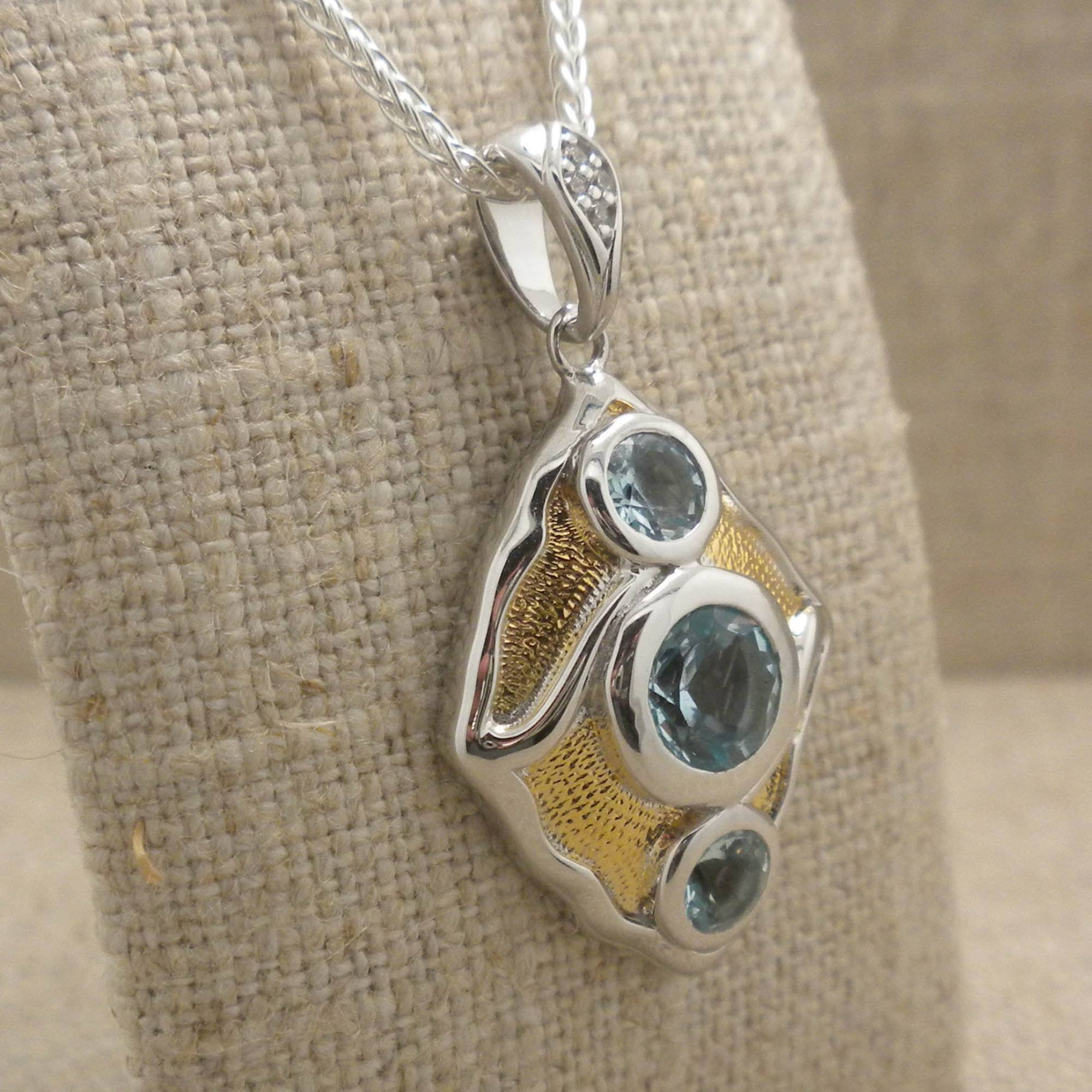 Sterling Silver with 23K Gilding Rocks 'N Rivers Pendant with Sky Blue Topaz 