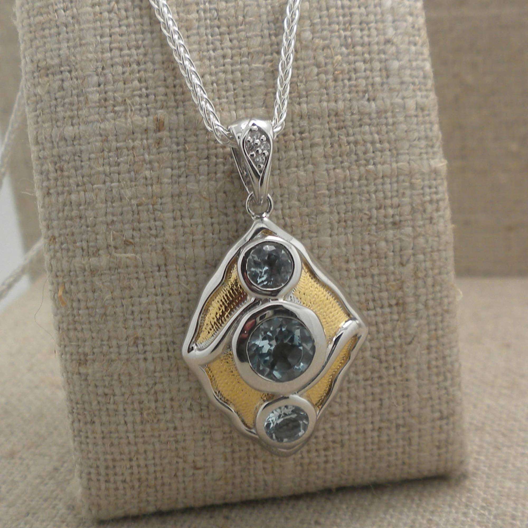 Sterling Silver with 23K Gilding Rocks 'N Rivers Pendant with Sky Blue Topaz 
