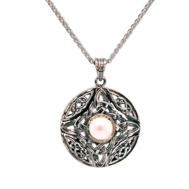 Sterling Silver and 10K Aphrodite Pendant with Freshwater Pearl