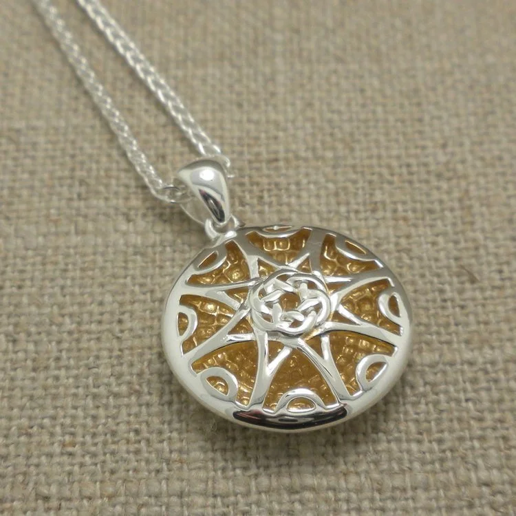 Sterling Silver Celtic Celestial Pendant with 14K Gilding