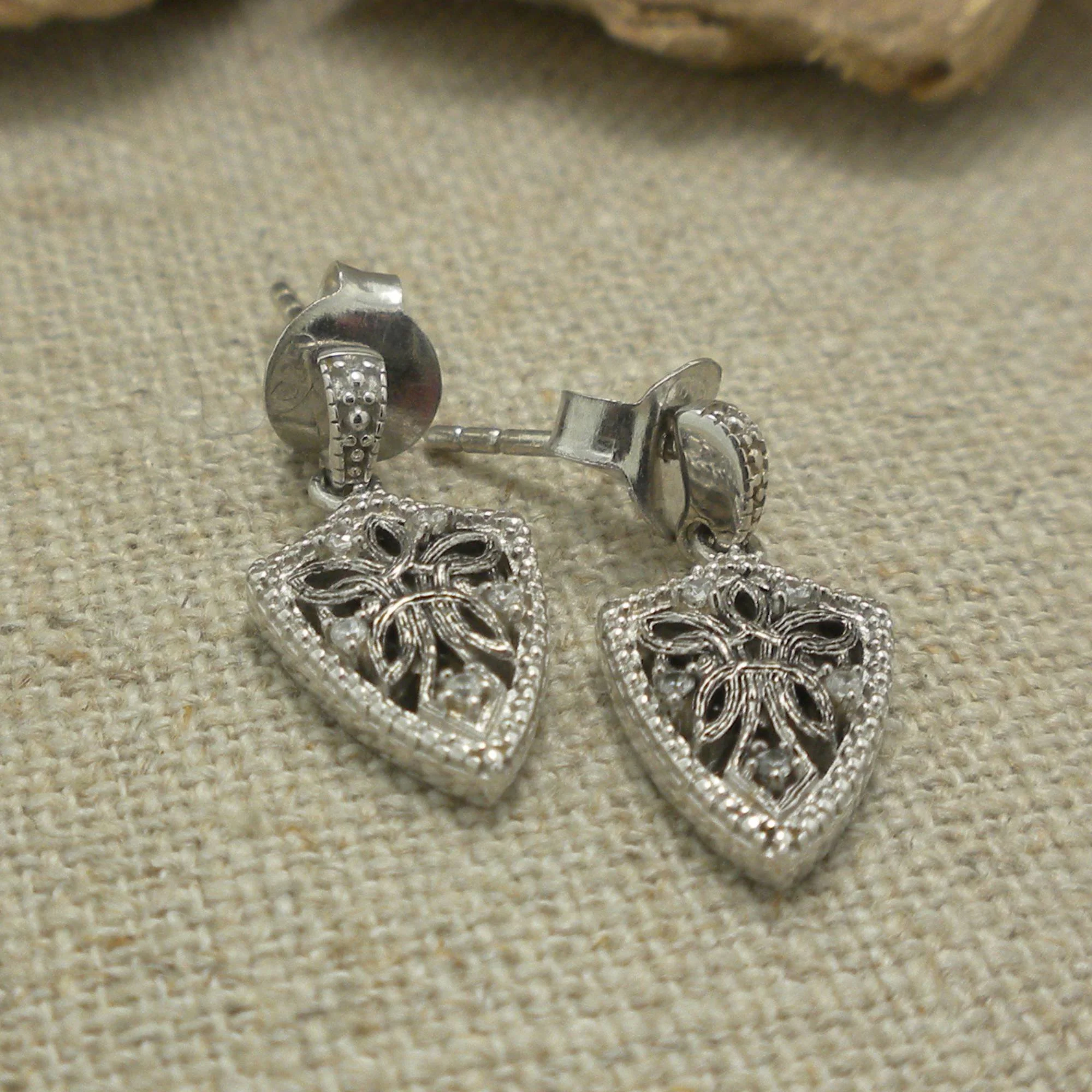 Sterling Silver Celtic Guardian Angel Shield Earrings with CZs