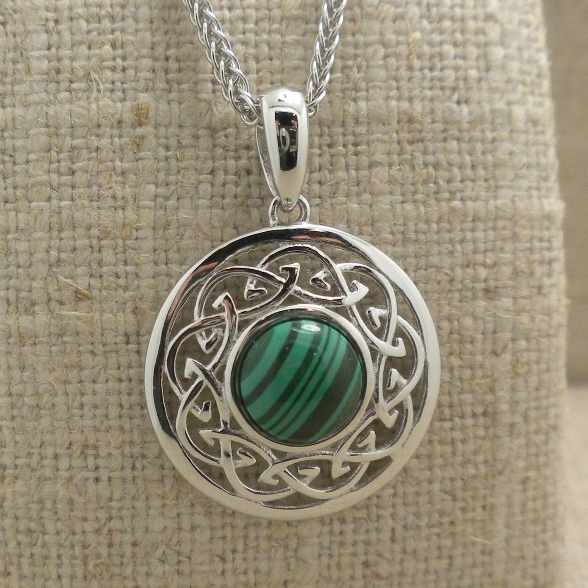 Celtic Solstice Pendant with Malachite Necklace