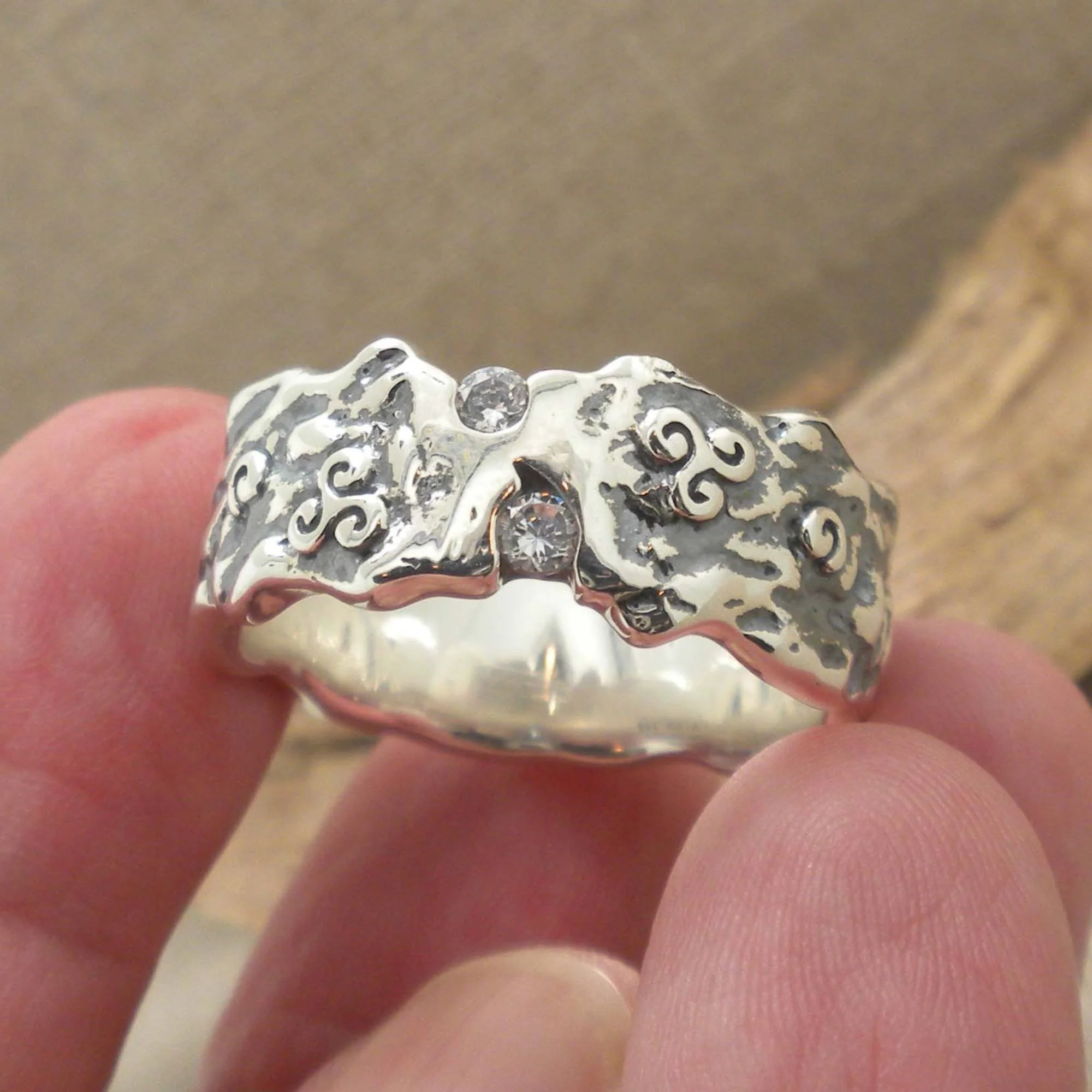 CZ &amp; Triskele Wedding Ring