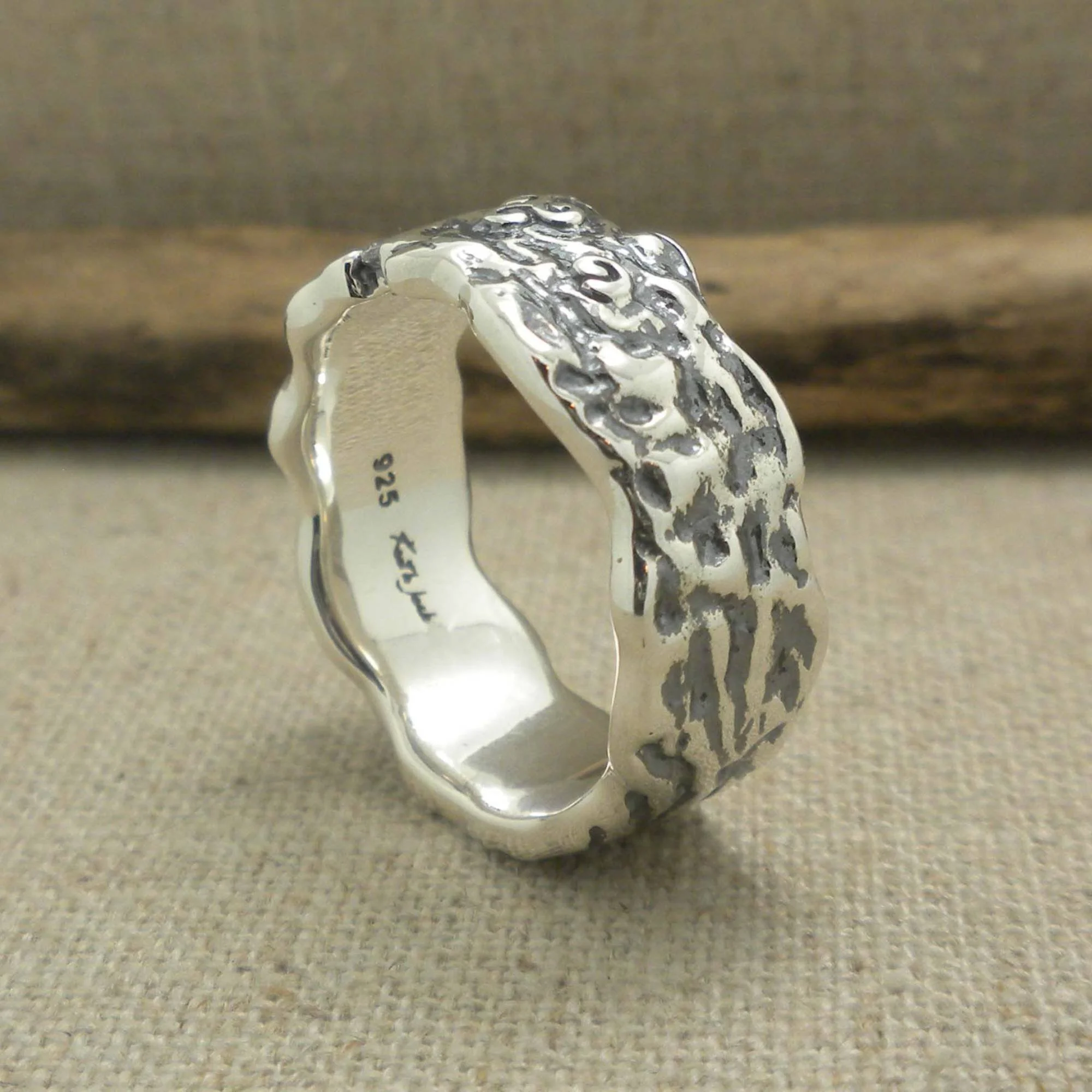 Sterling Silver with CZs Rocks 'N Rivers Ring with Celtic Spirals Triskele 