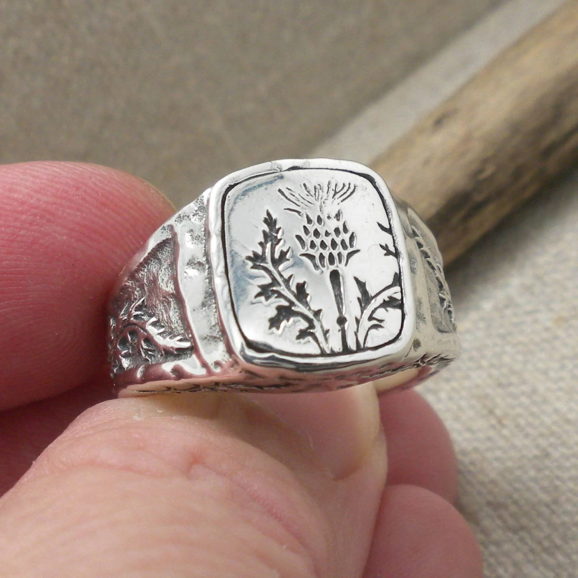 Thistle Signet Ring by Keith Jack