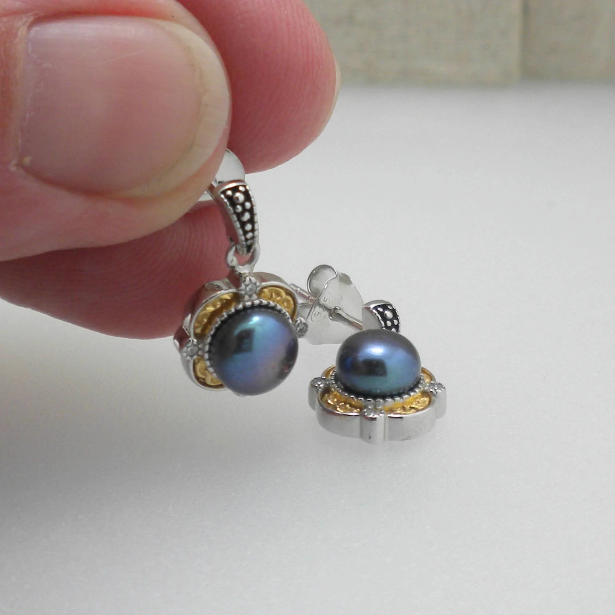 Sterling Silver &amp; 10K Aphrodite Earrings with Pearls