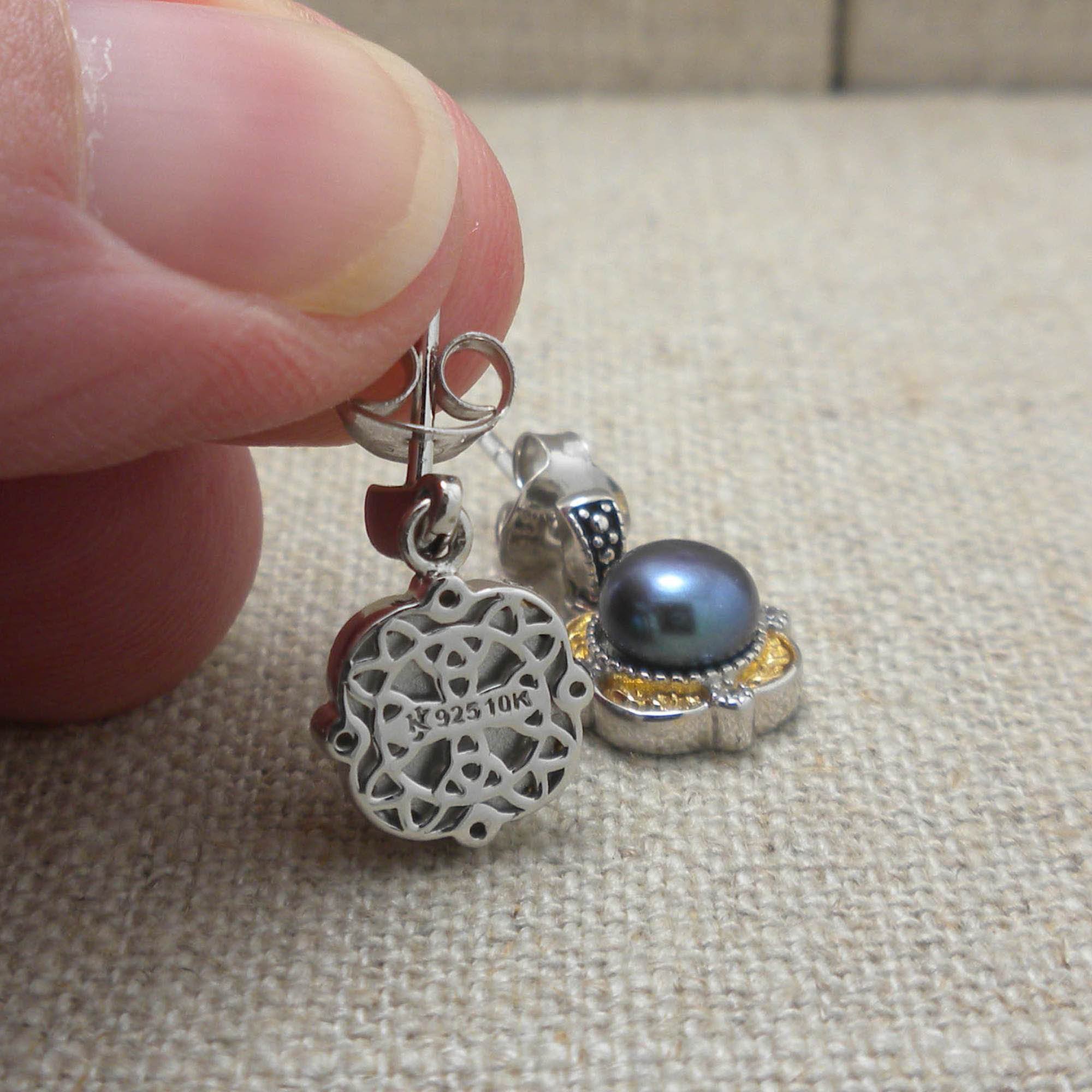 Sterling Silver &amp; 10K Aphrodite Earrings with Pearls