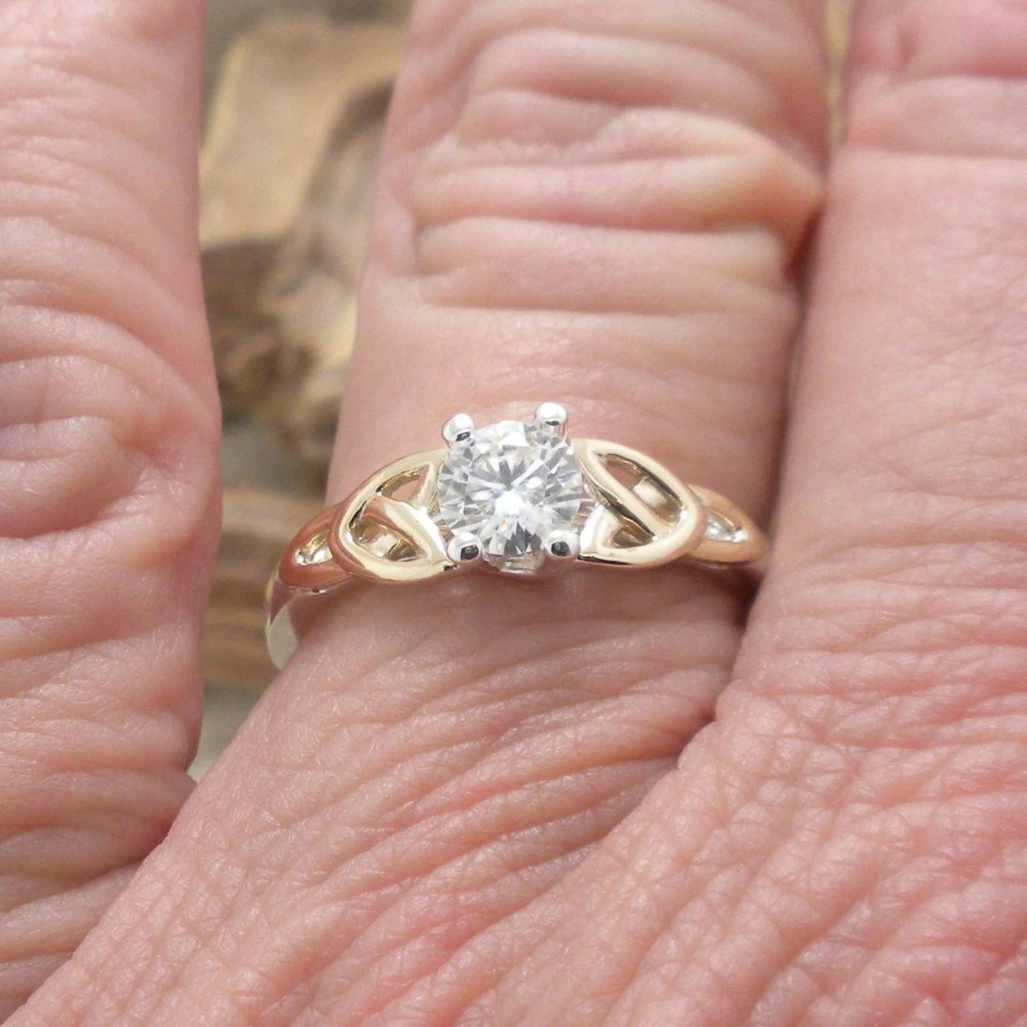 Sterling Silver &amp; 10K Trinity Knot Ring with 1/2 carat Moissanite