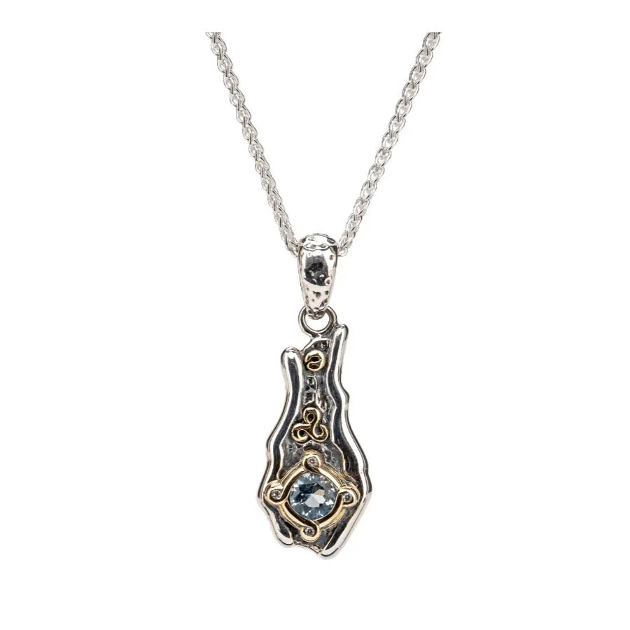 Sterling Silver and 10K Rocks 'N Rivers Eddy Pendant with Sky Blue Topaz &amp; Celtic Spiral Accent
