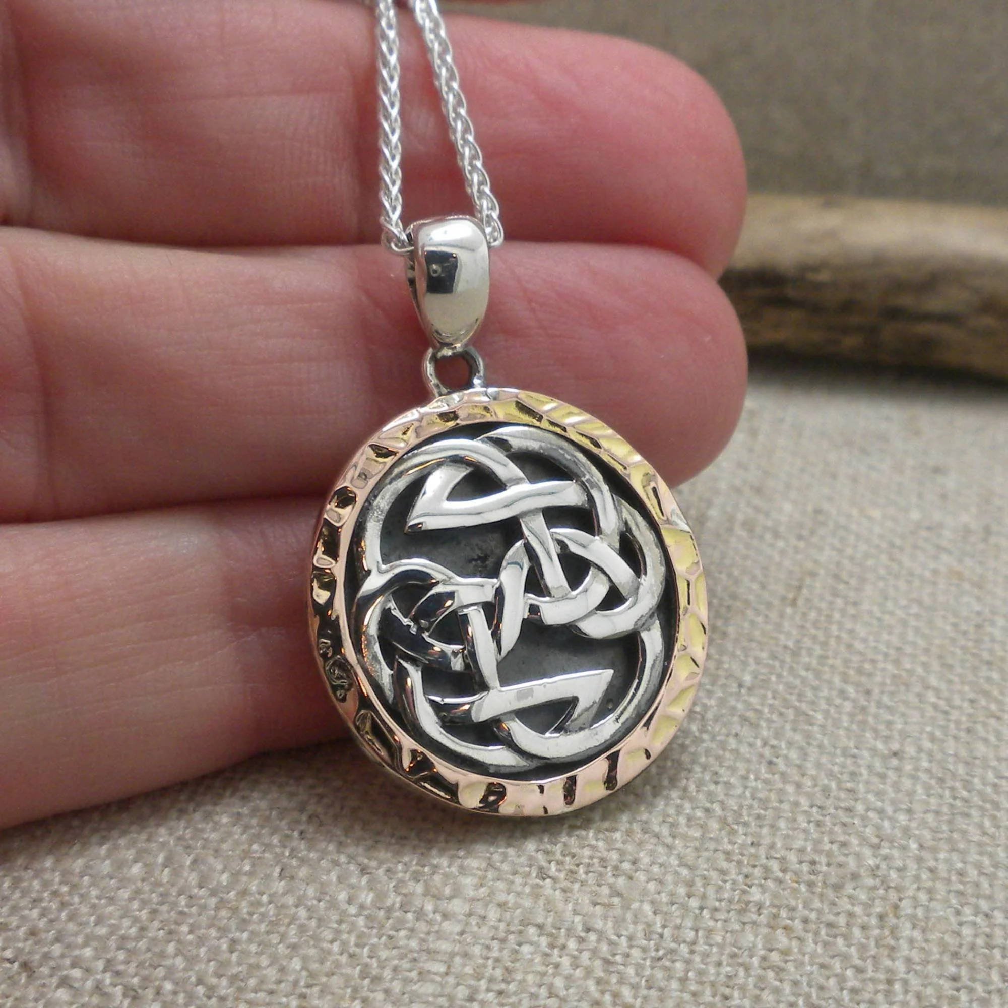 Sterling Silver &amp; Rose Lewis Knot Pendant by Keith Jack