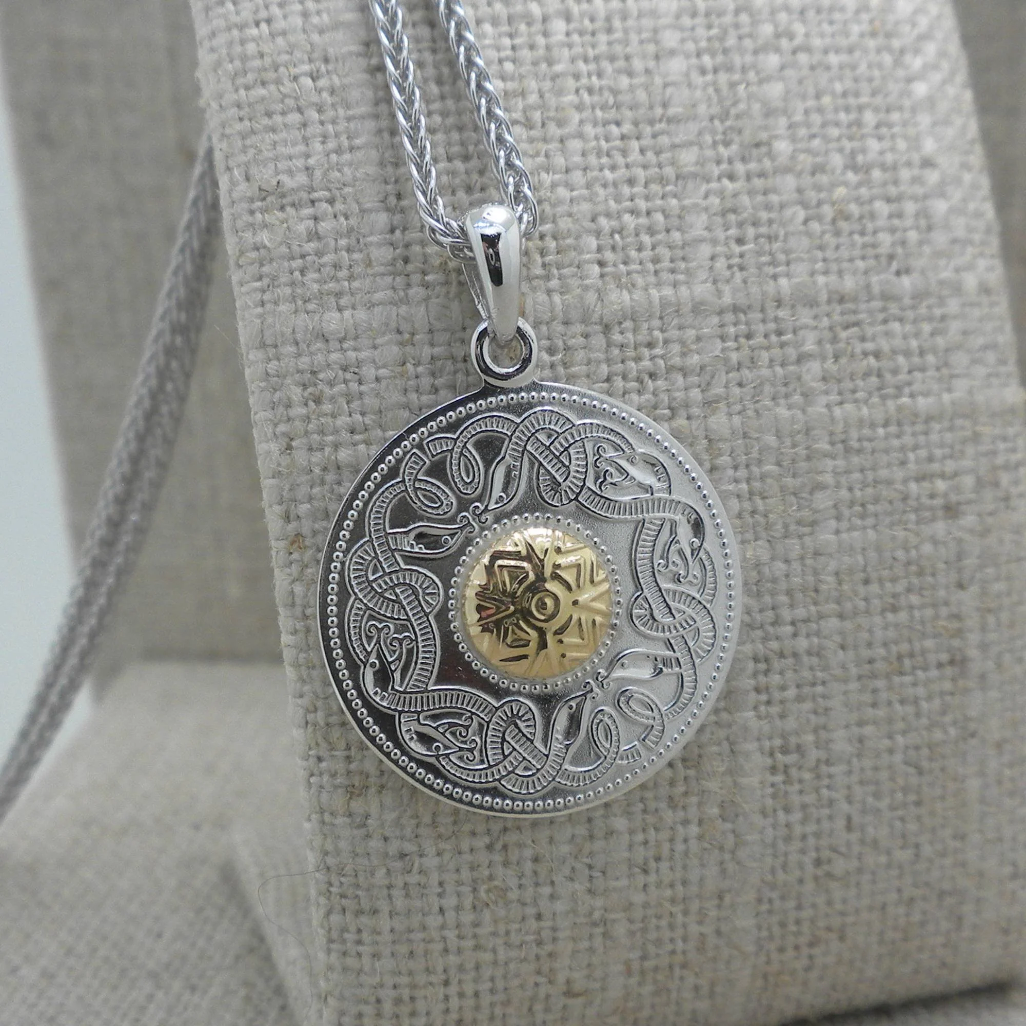Medium Celtic Warrior Pendant with 18K Gold Bead