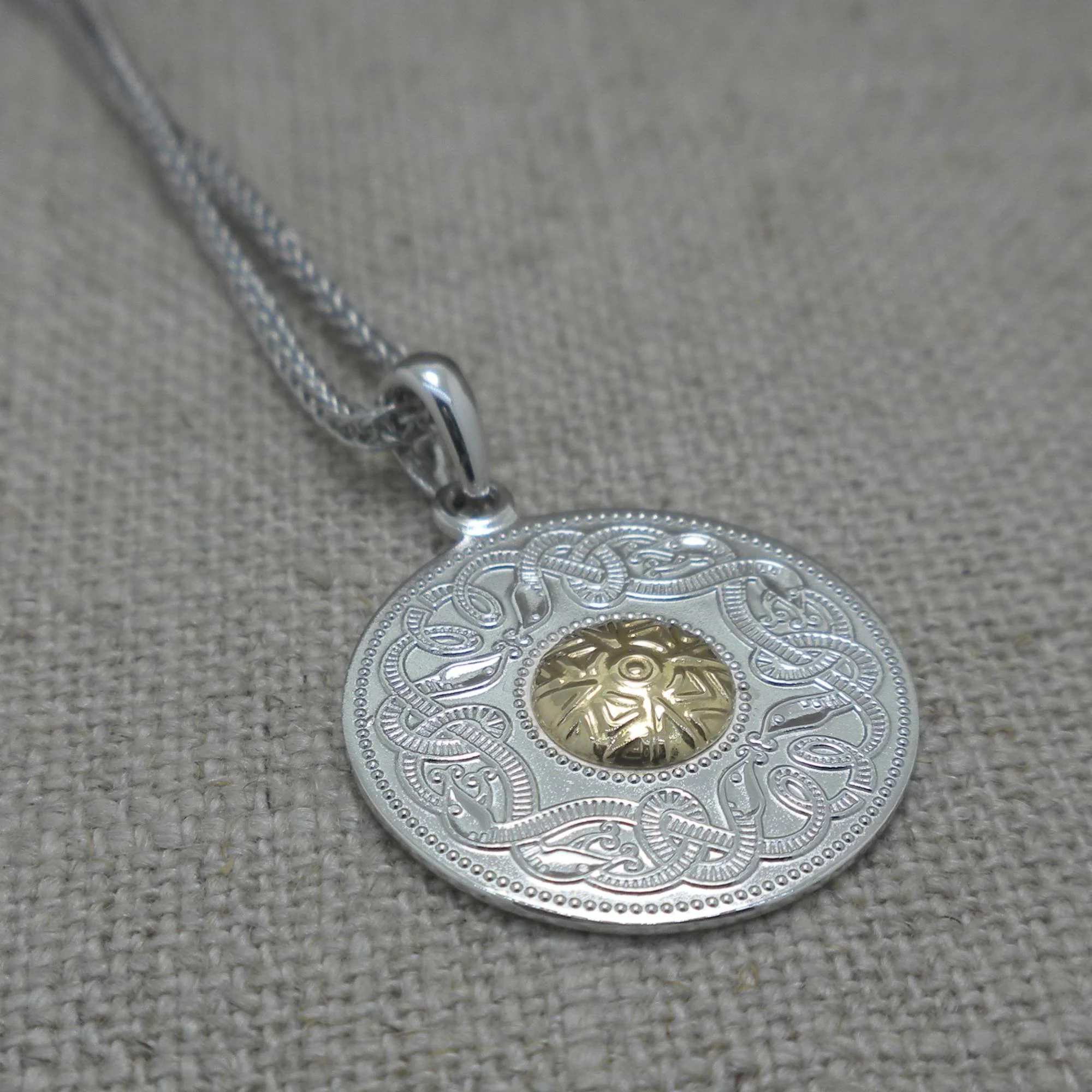 Medium Celtic Warrior Pendant with 18K Gold Bead by Boru
