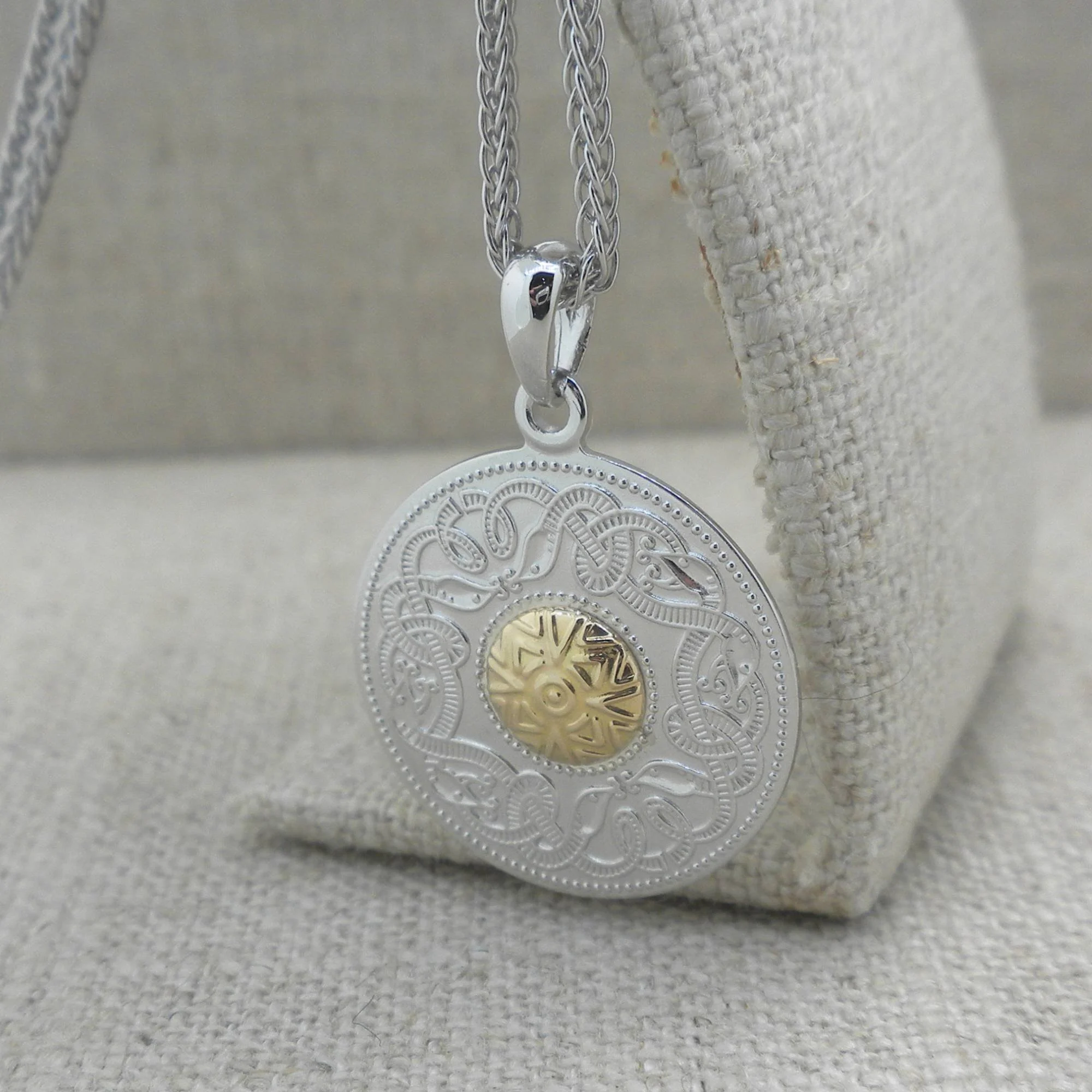 Medium Celtic Warrior Pendant with 18K Gold Bead