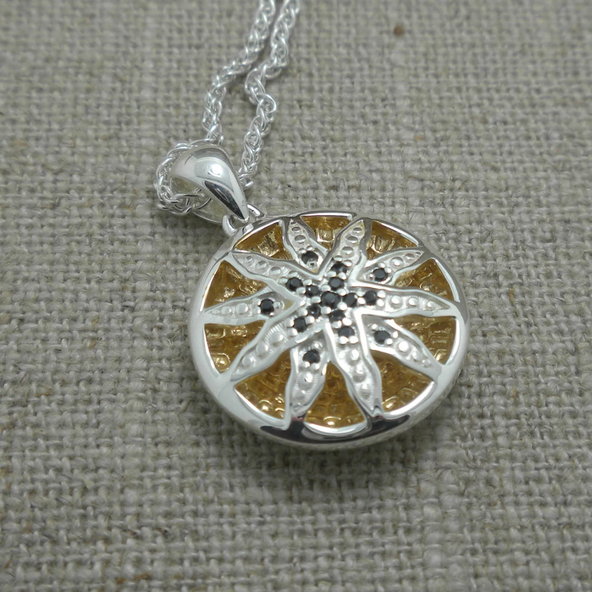Keith Jack Sun Pendant with Black CZ accents