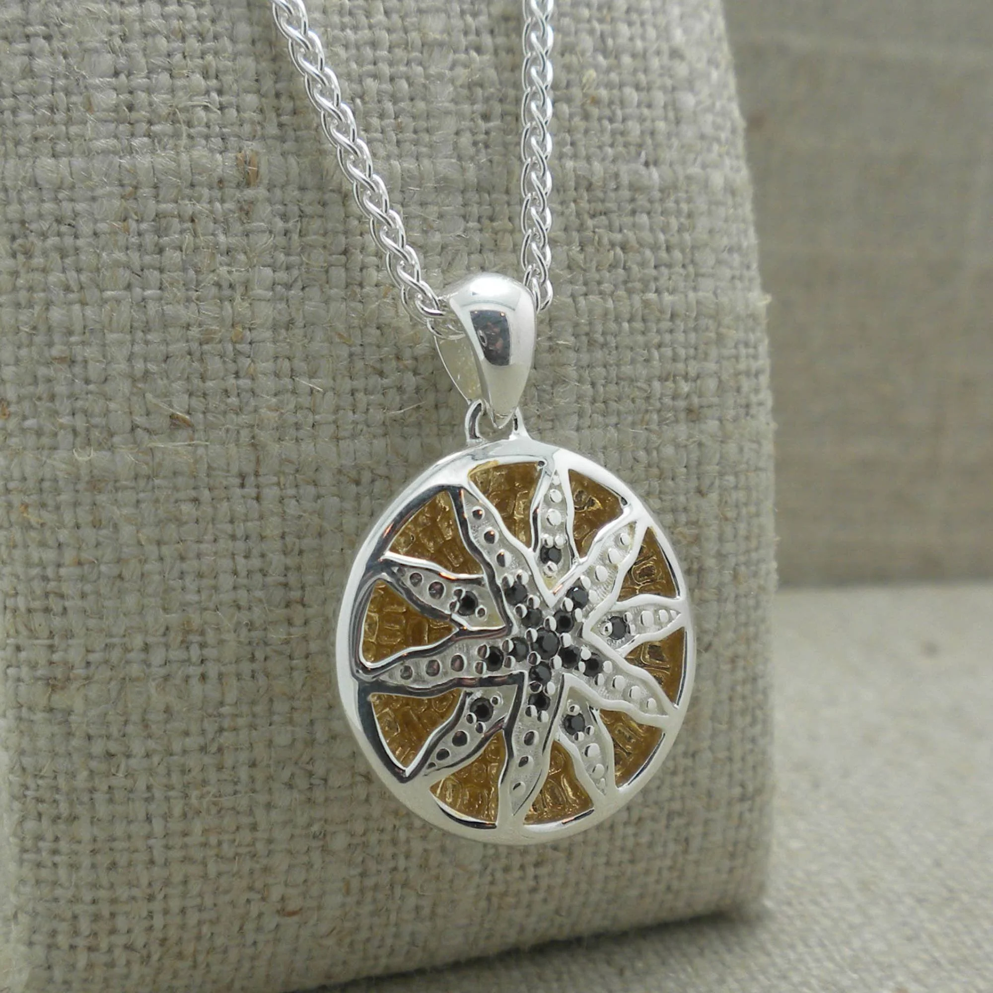Celestial Sun Pendant in Sterling Silver 