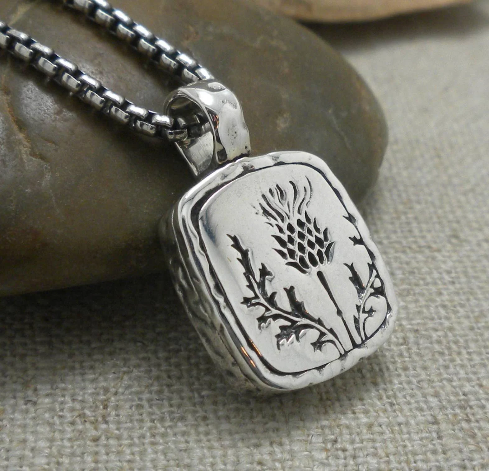 Sterling Silver Thistle Pendant