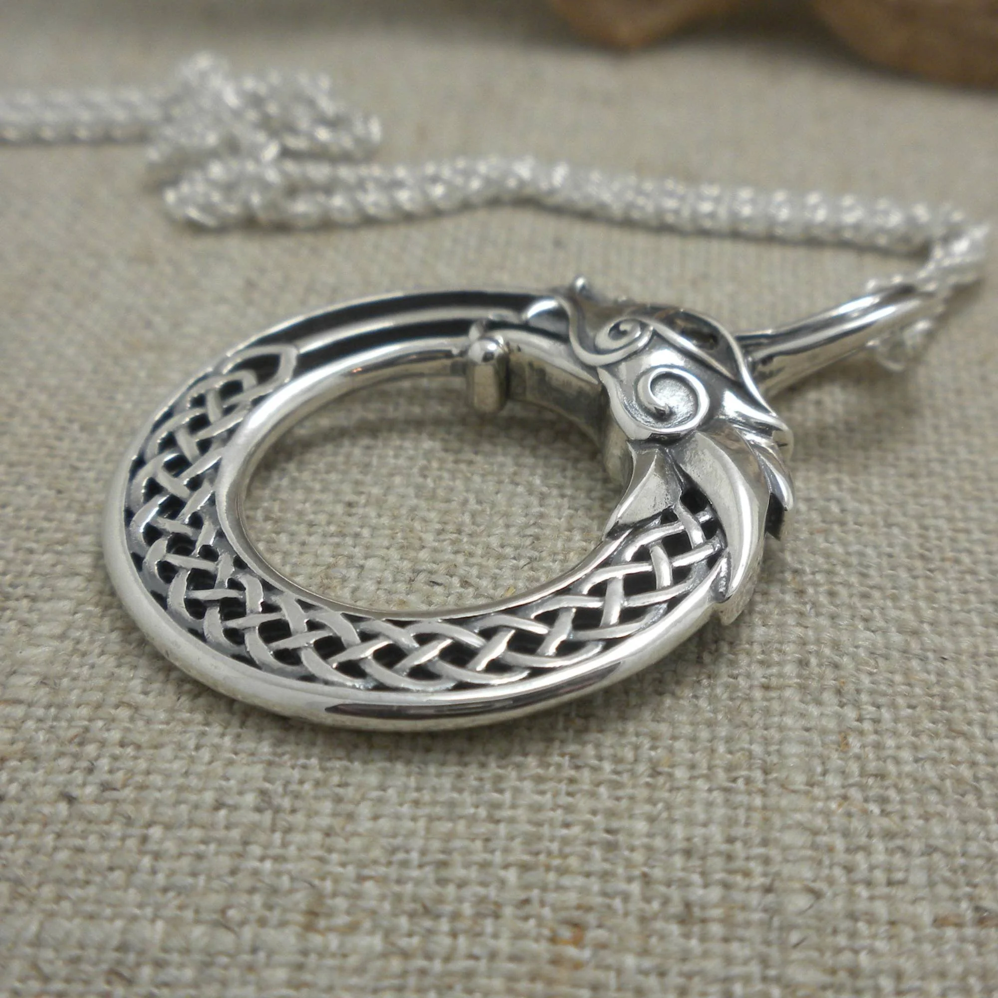 Sterling Silver Celtic Dragon Pendant 