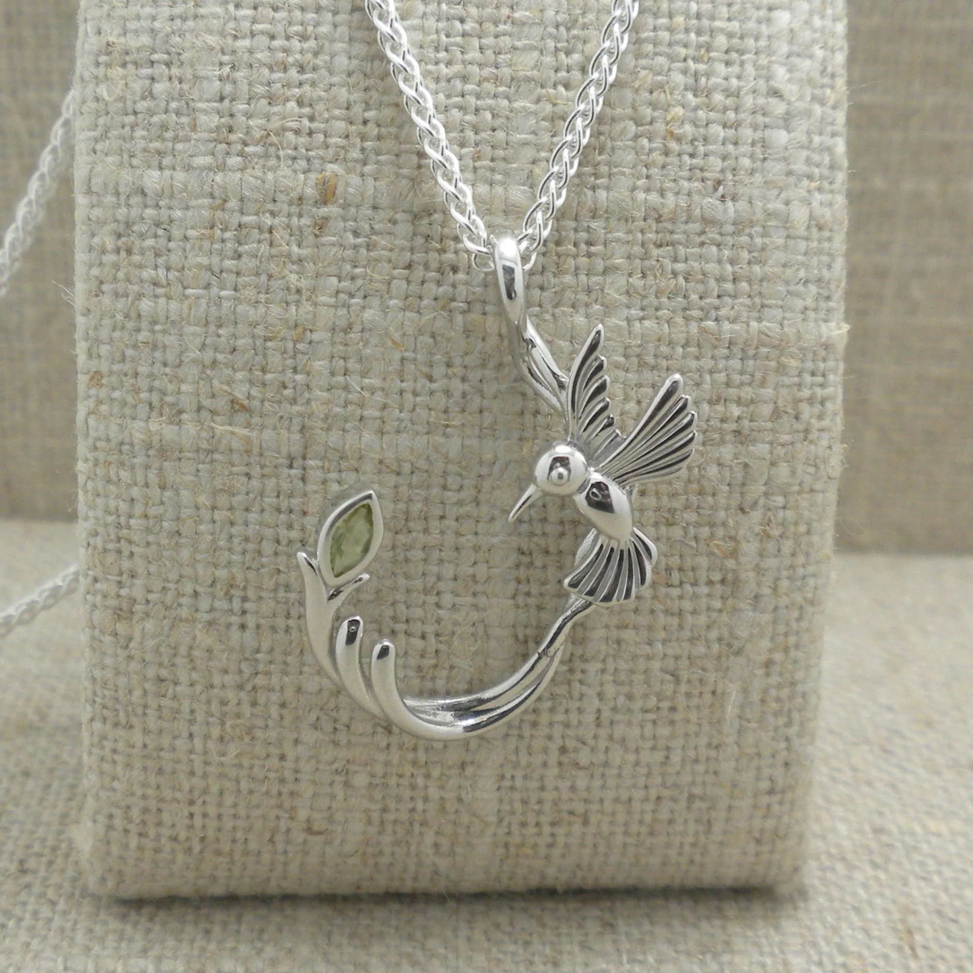 Single Hummingbird Pendant with Peridot