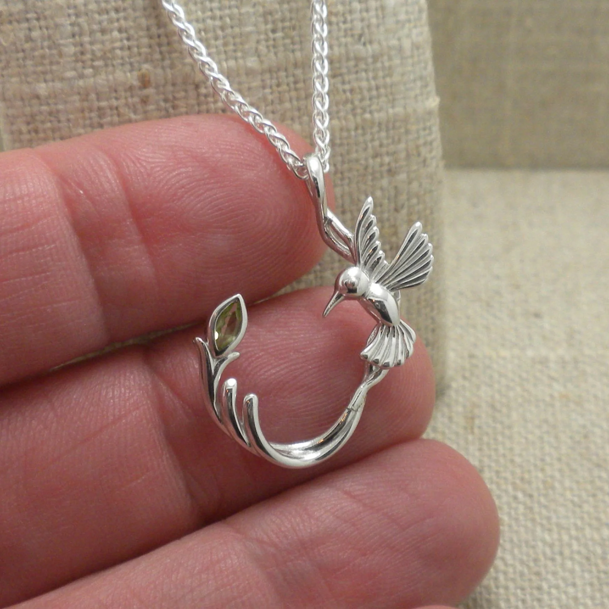 Hummingbird Pendant with Peridot
