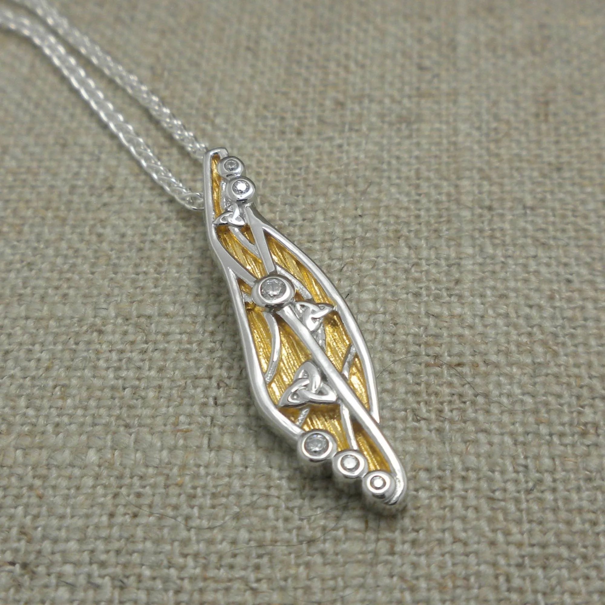 Sterling Silver Celtic Trinity Knot Celestial Pendant