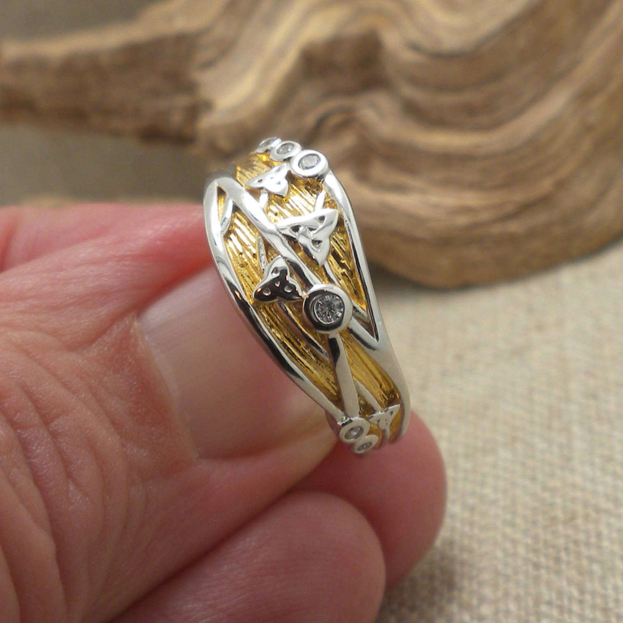 Sterling Silver Celtic Trinity Knot Celestial Ring