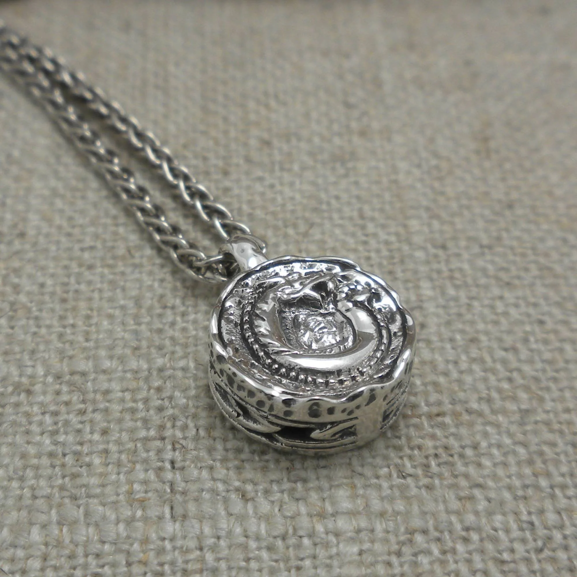 PETITE  Sterling Silver Dragon Spirit Pendant by Keith Jack