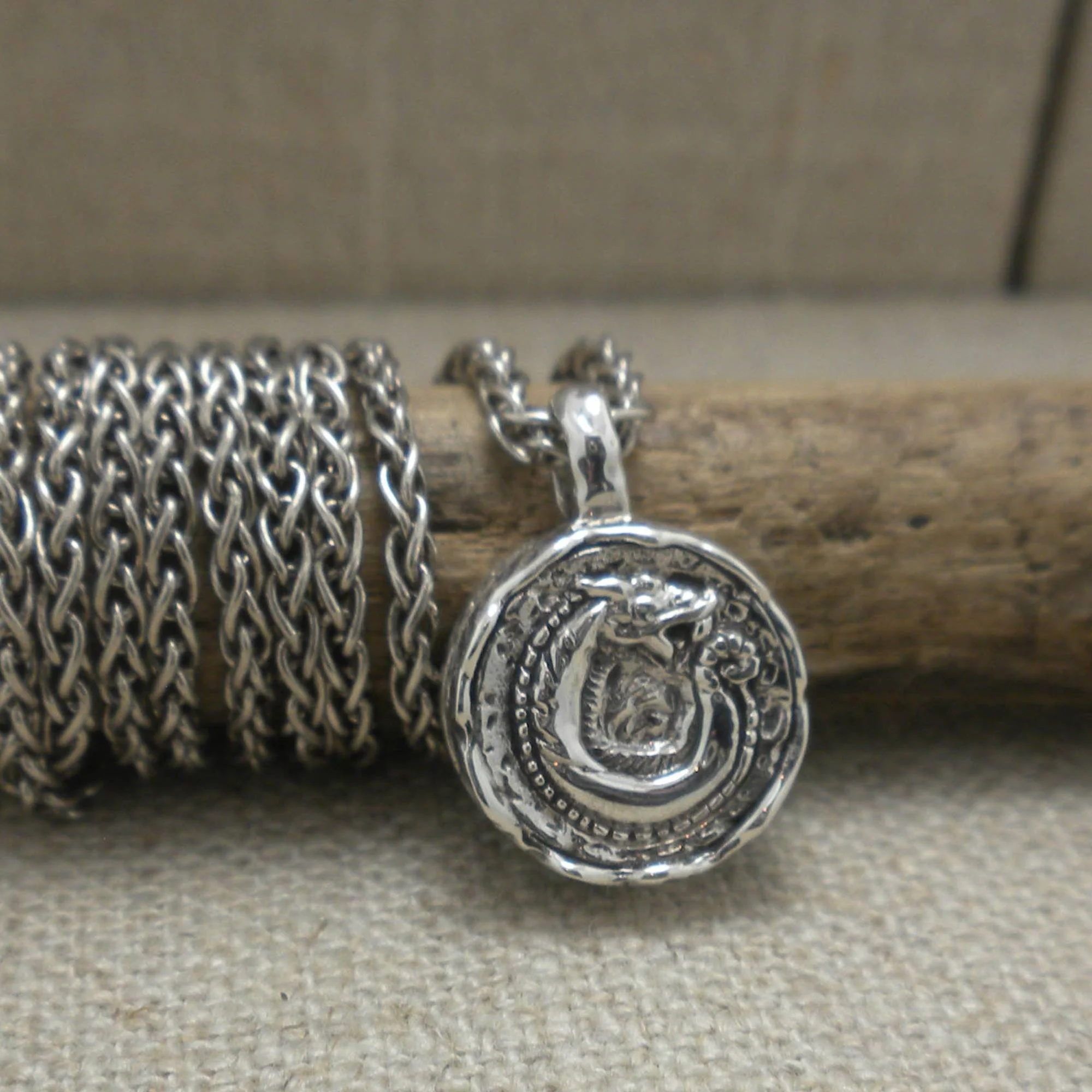 PETITE  Sterling Silver Dragon Spirit Pendant 