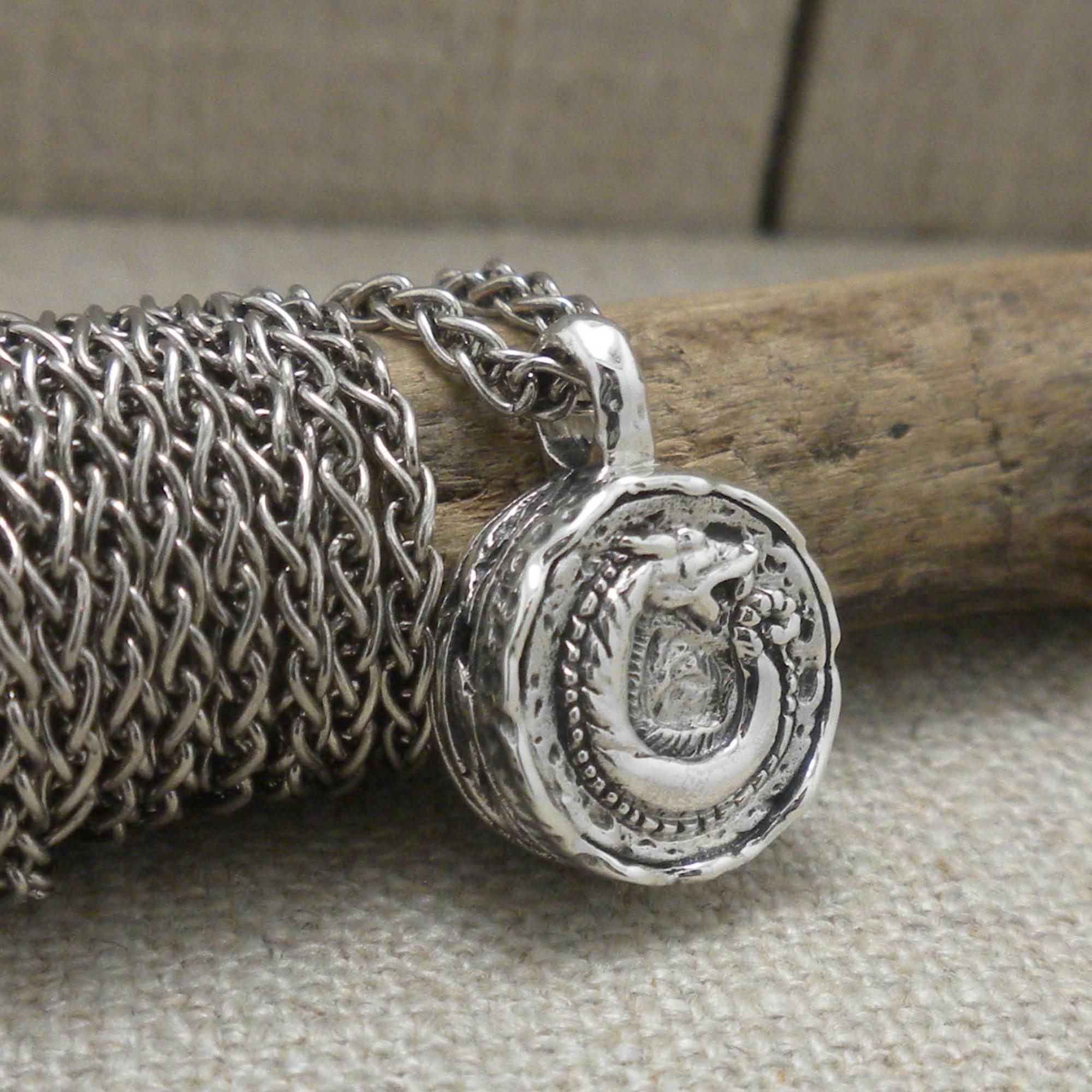 PETITE  Sterling Silver Dragon Spirit Pendant 