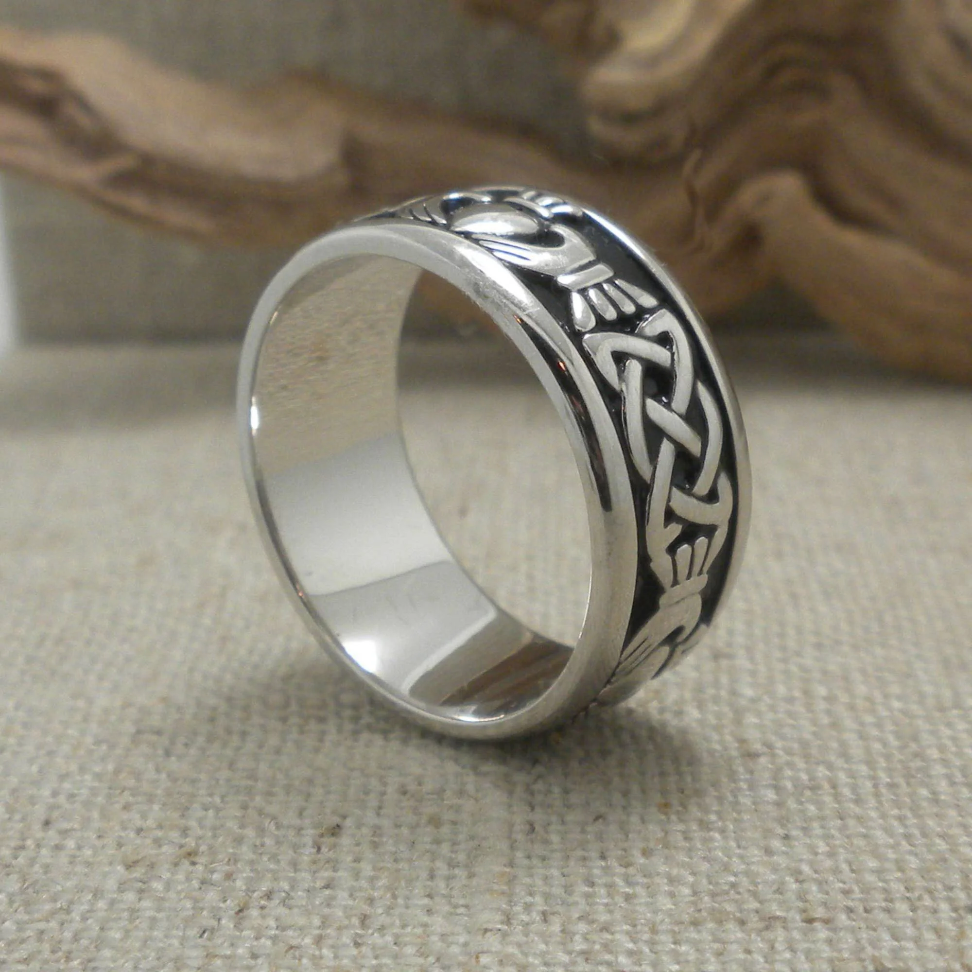 Corrib Claddagh Band with Enamel by FADO