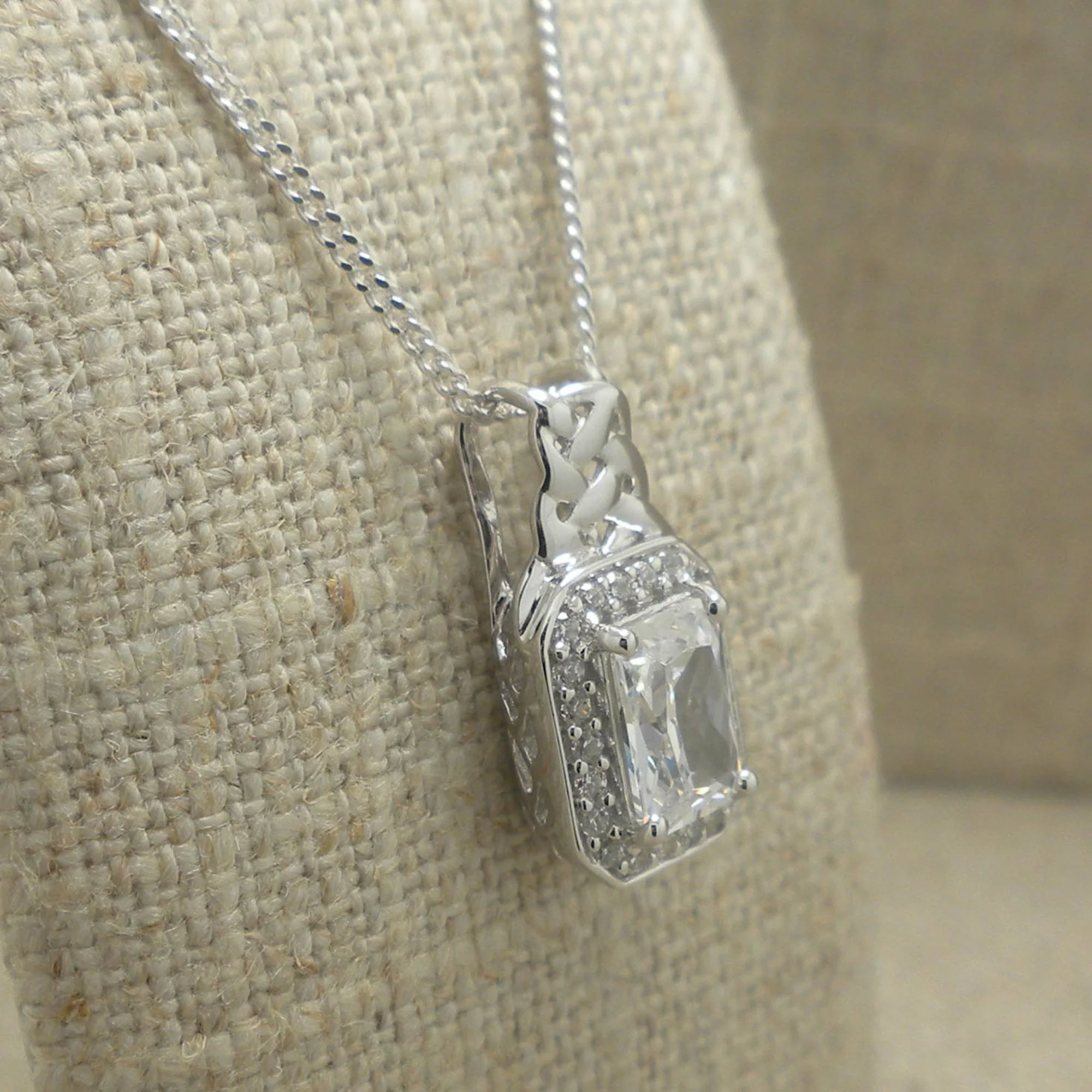 Sterling Silver Celtic Knot Pendant with CZs 
