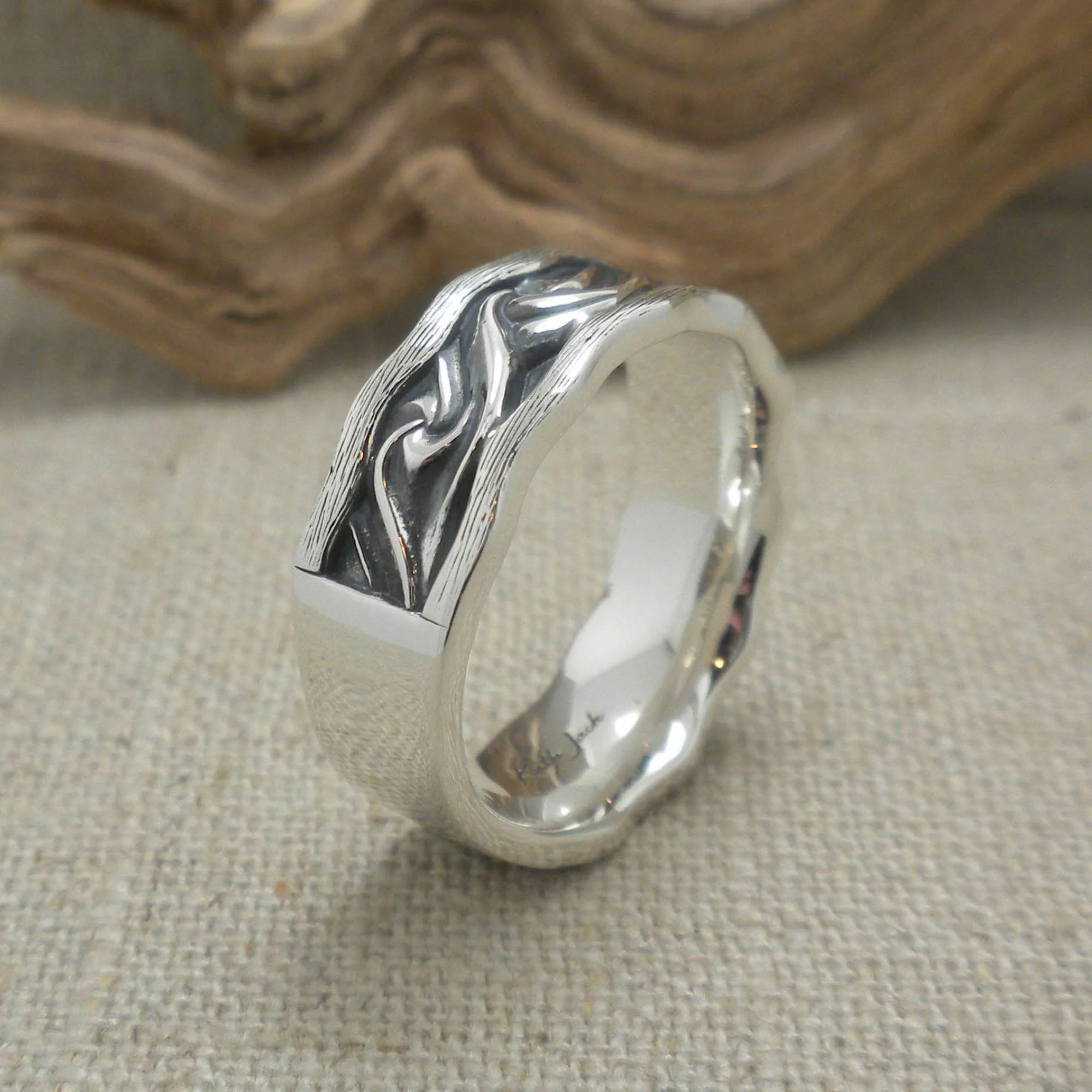 Sterling Silver Rocks 'N Rivers Wave Ring by Keith Jack