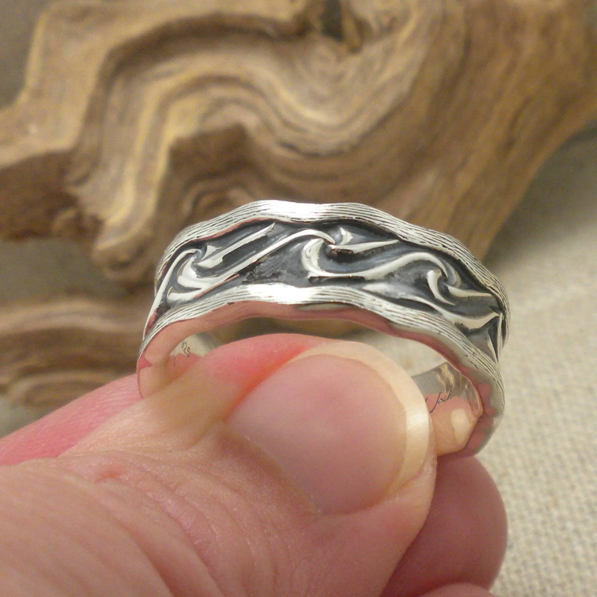 Sterling Silver Rocks 'N Rivers Wave Ring