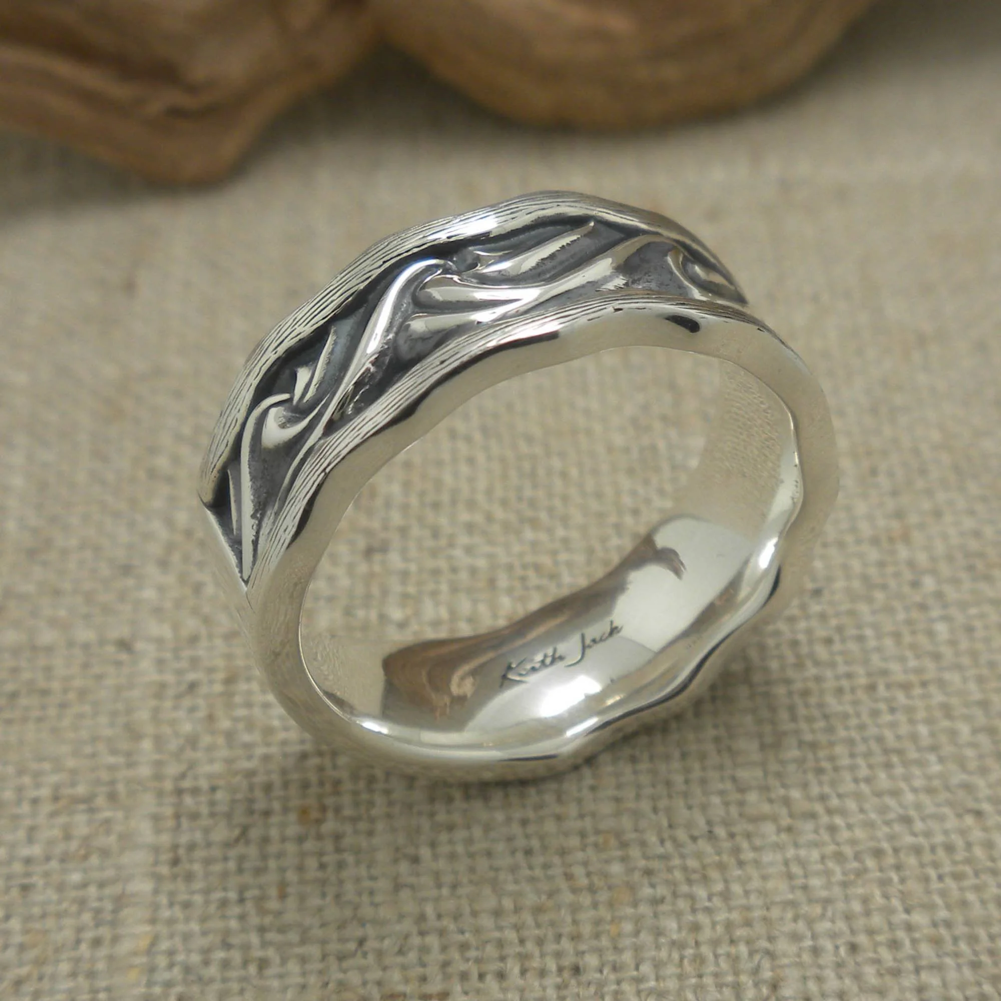 Sterling Silver Rocks 'N Rivers Wave Band by Keith Jack
