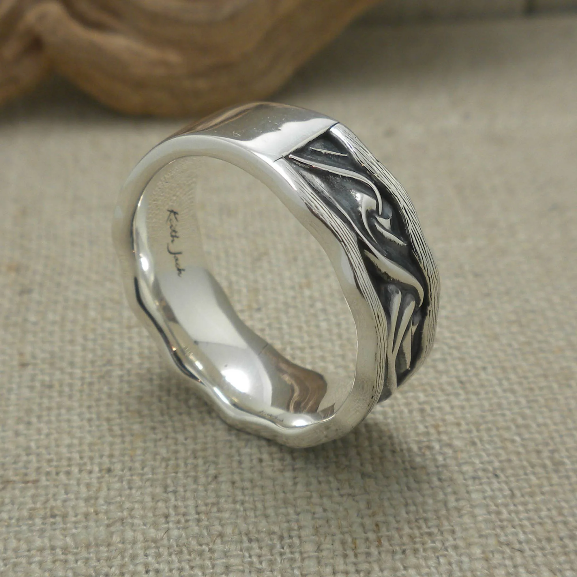 Sterling Silver Rocks 'N Rivers Wave Band