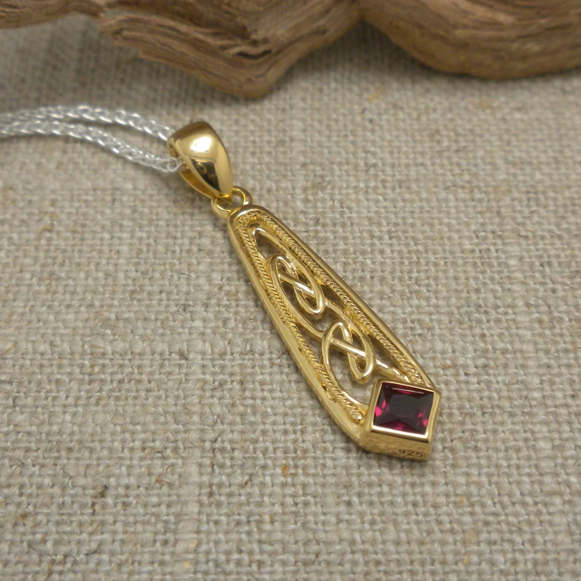 Vermeil over Sterling Window to the Soul Pendant with Ruby