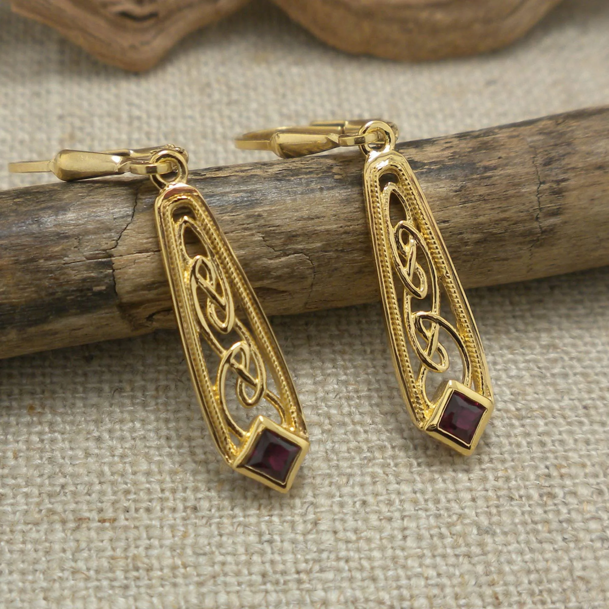 Vermeil over Sterling Window to the Soul Earrings with Ruby