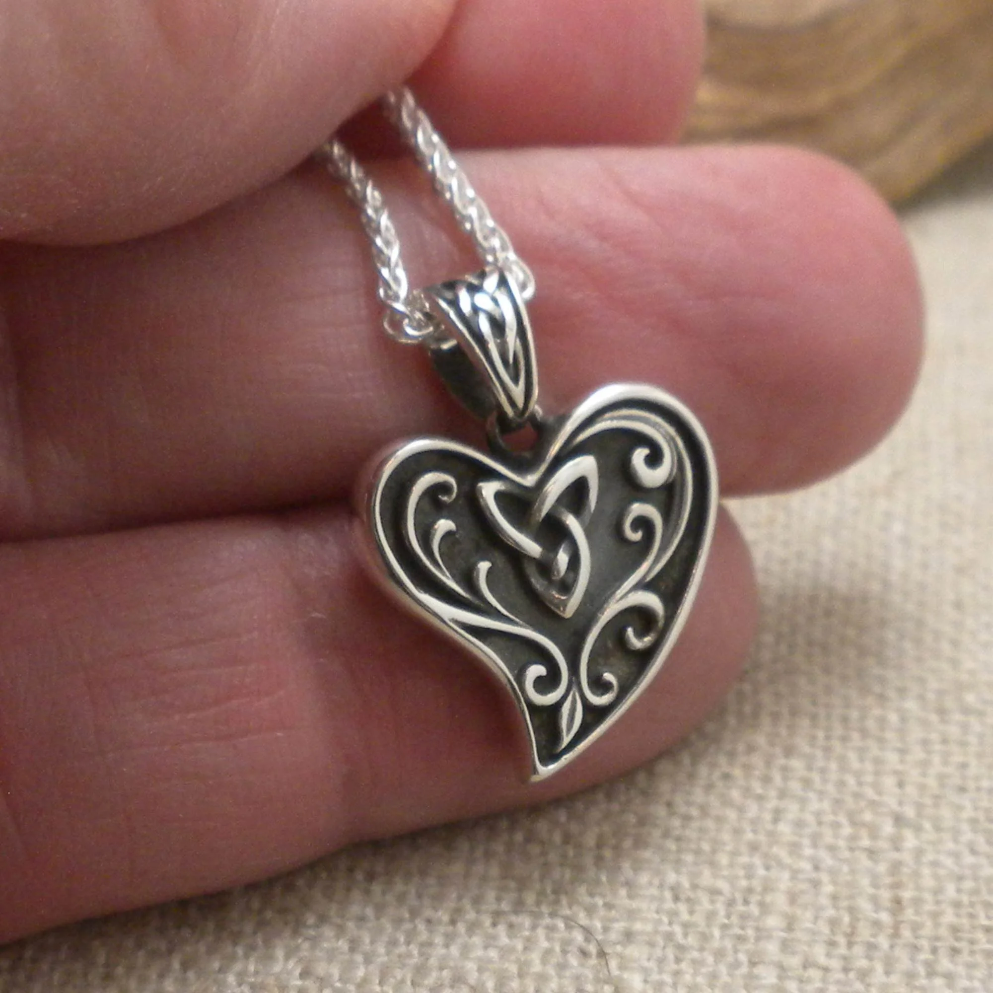 Celtic Heart Pendant in Sterling Silver