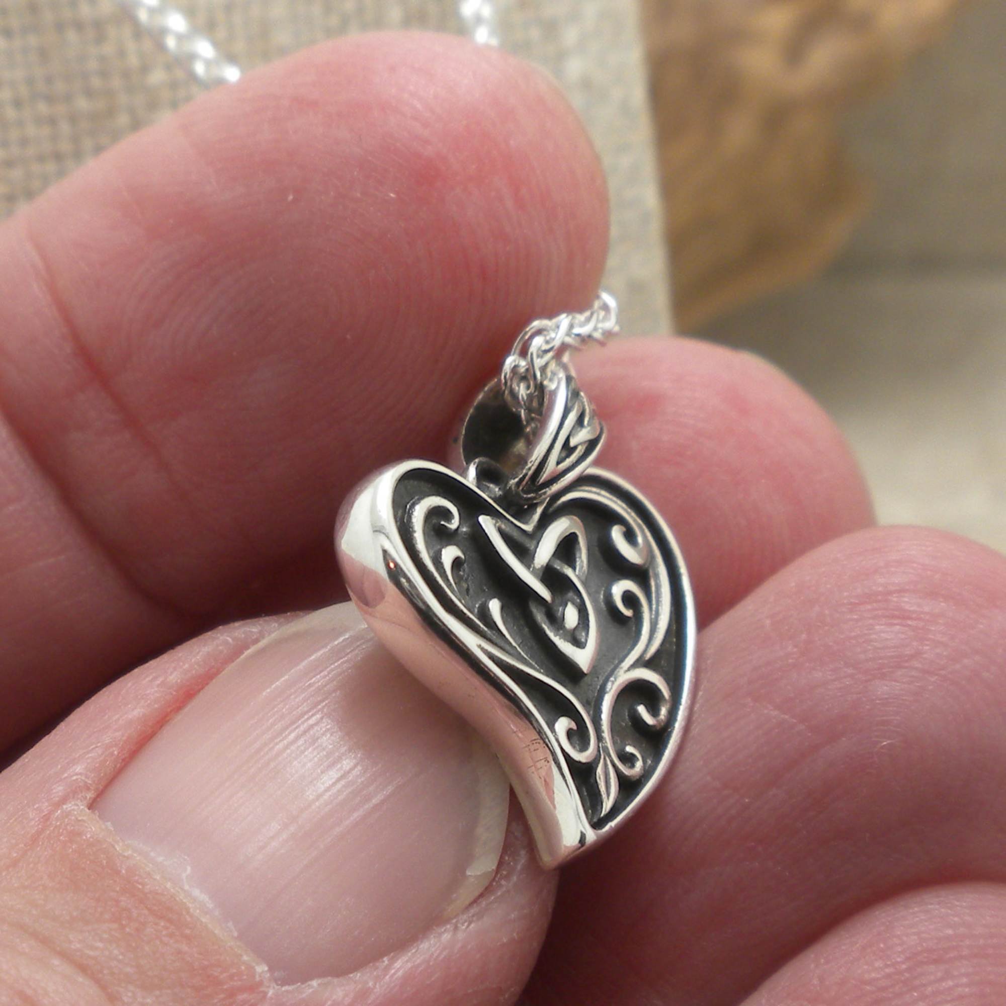 Celtic Heart Pendant in Sterling Silver