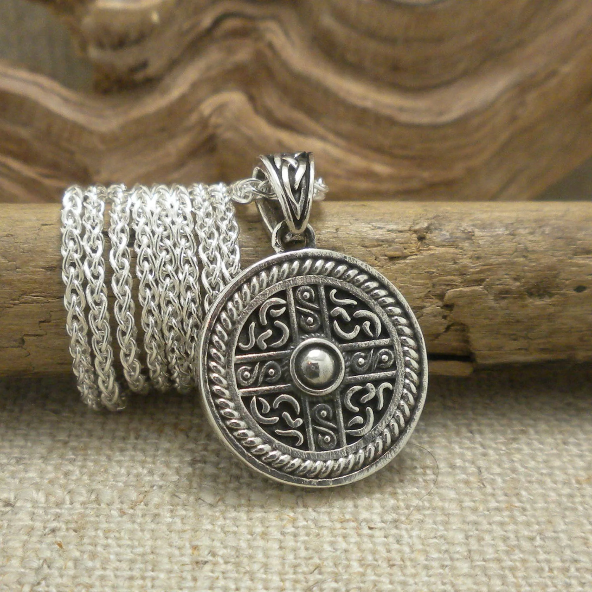 Viking Shield Cross Pendant in Sterling Silver by Keith Jack
